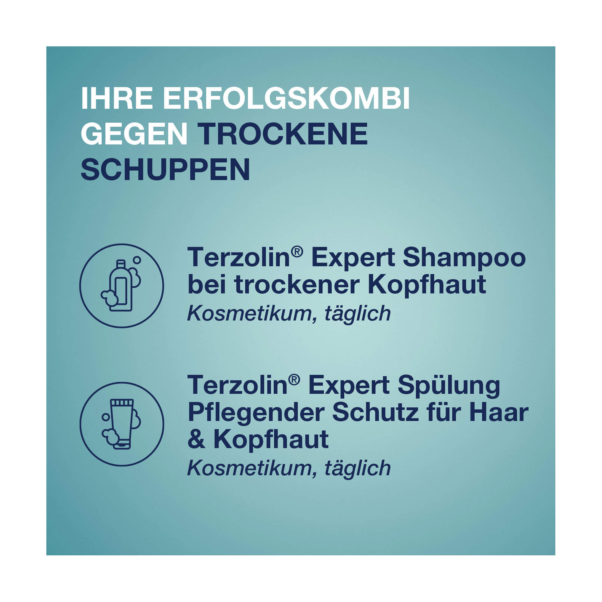 Grafik Terzolin Expert Shampoo und Spülung bei trockenen Schuppen