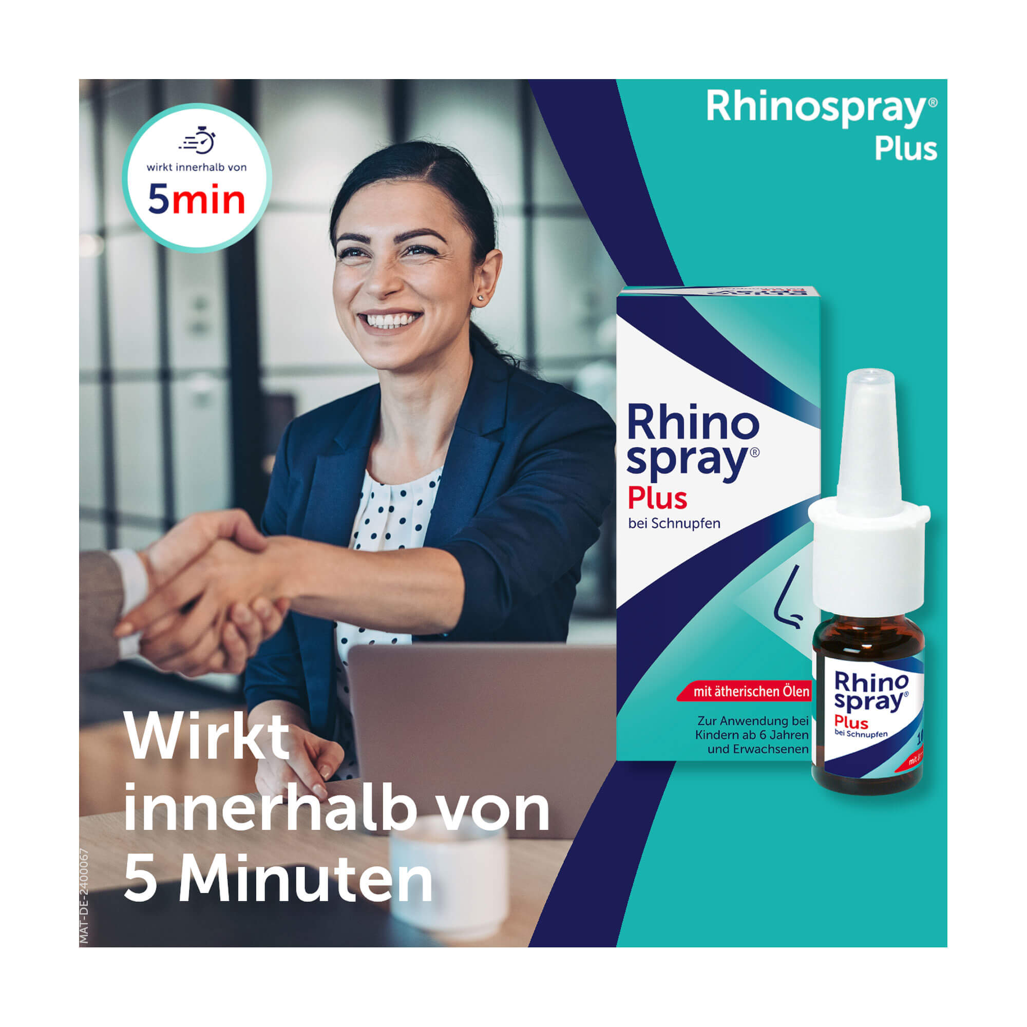 Grafik Rhinospray plus Wirkt innerhalb von 5 Minuten