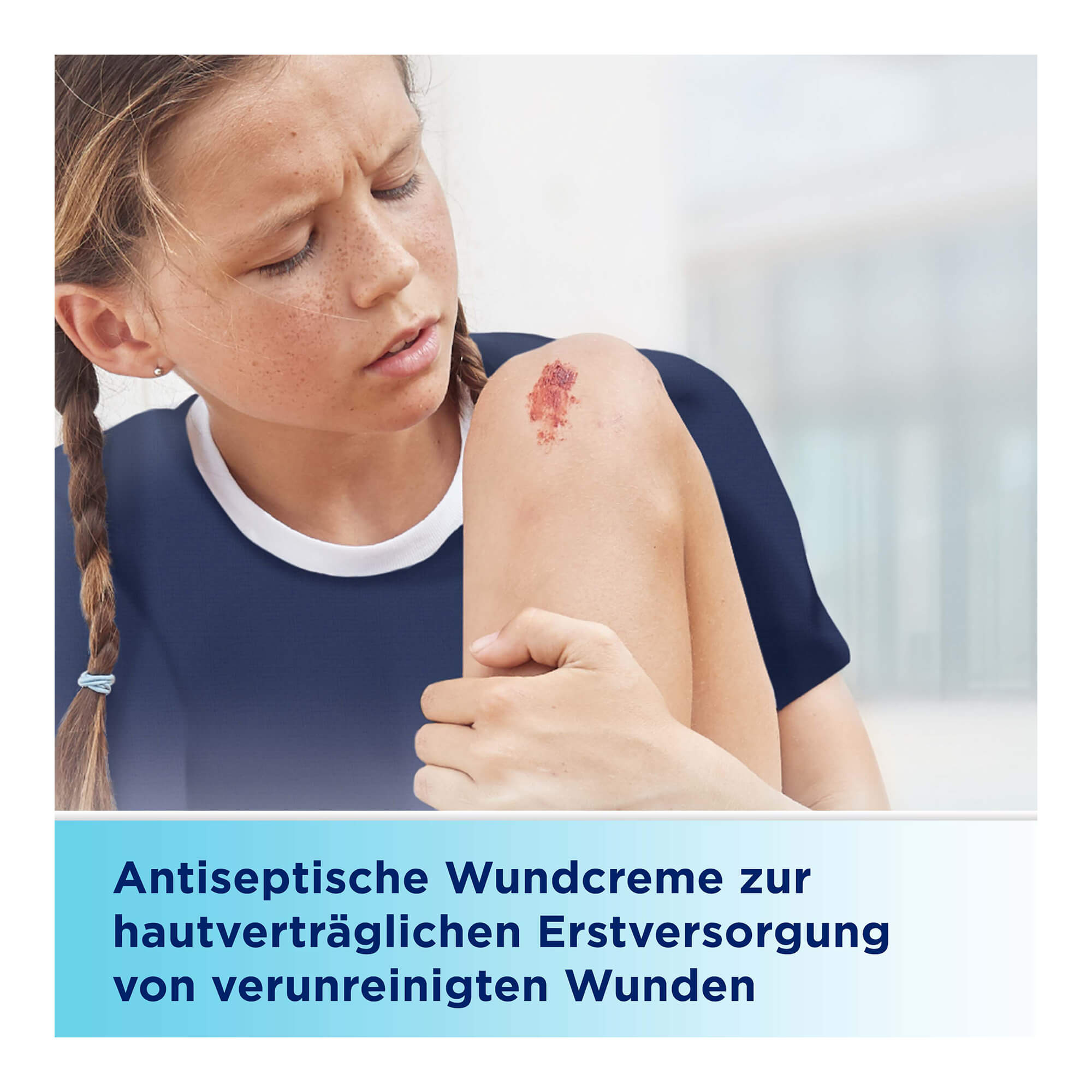 Grafik Bepanthen Antiseptische Wundcreme Antiseptische Wundcreme zur hautverträglichen Erstversorgung von verunreinigten Wunden