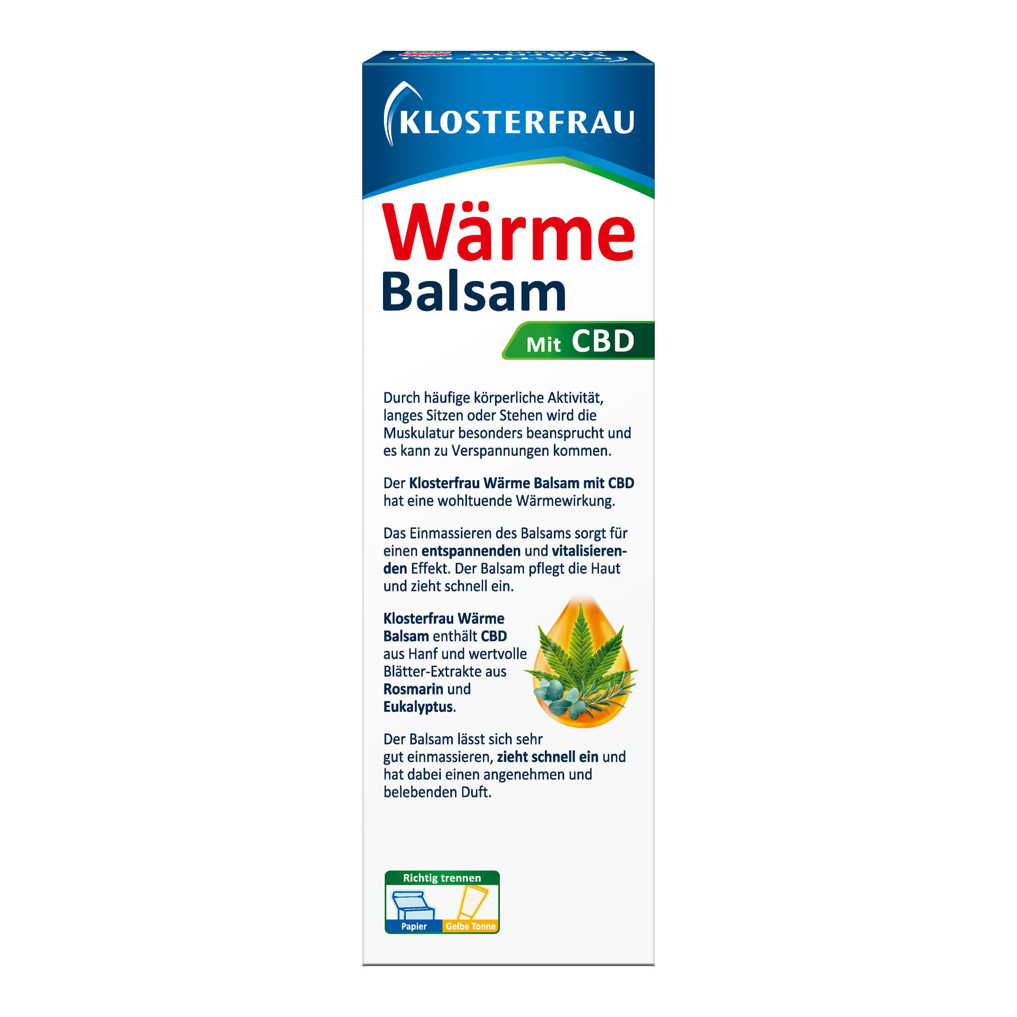 Klosterfrau Wärmebalsam mit CBD Packungsseite