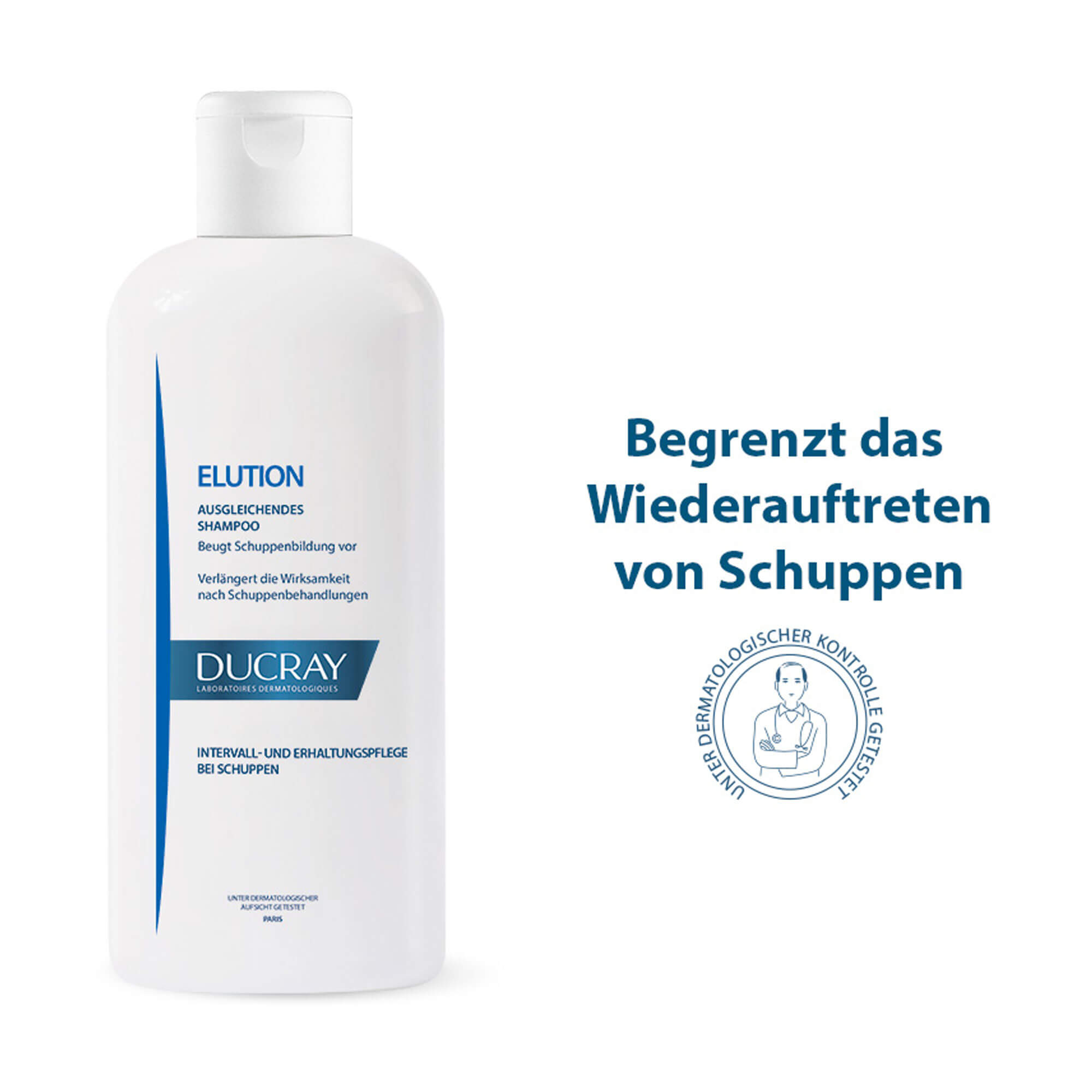 Grafik Ducray Elution Anti-Schuppen Begleitpflege-Shampoo Begrenzt das Wiederauftreten von Schuppen