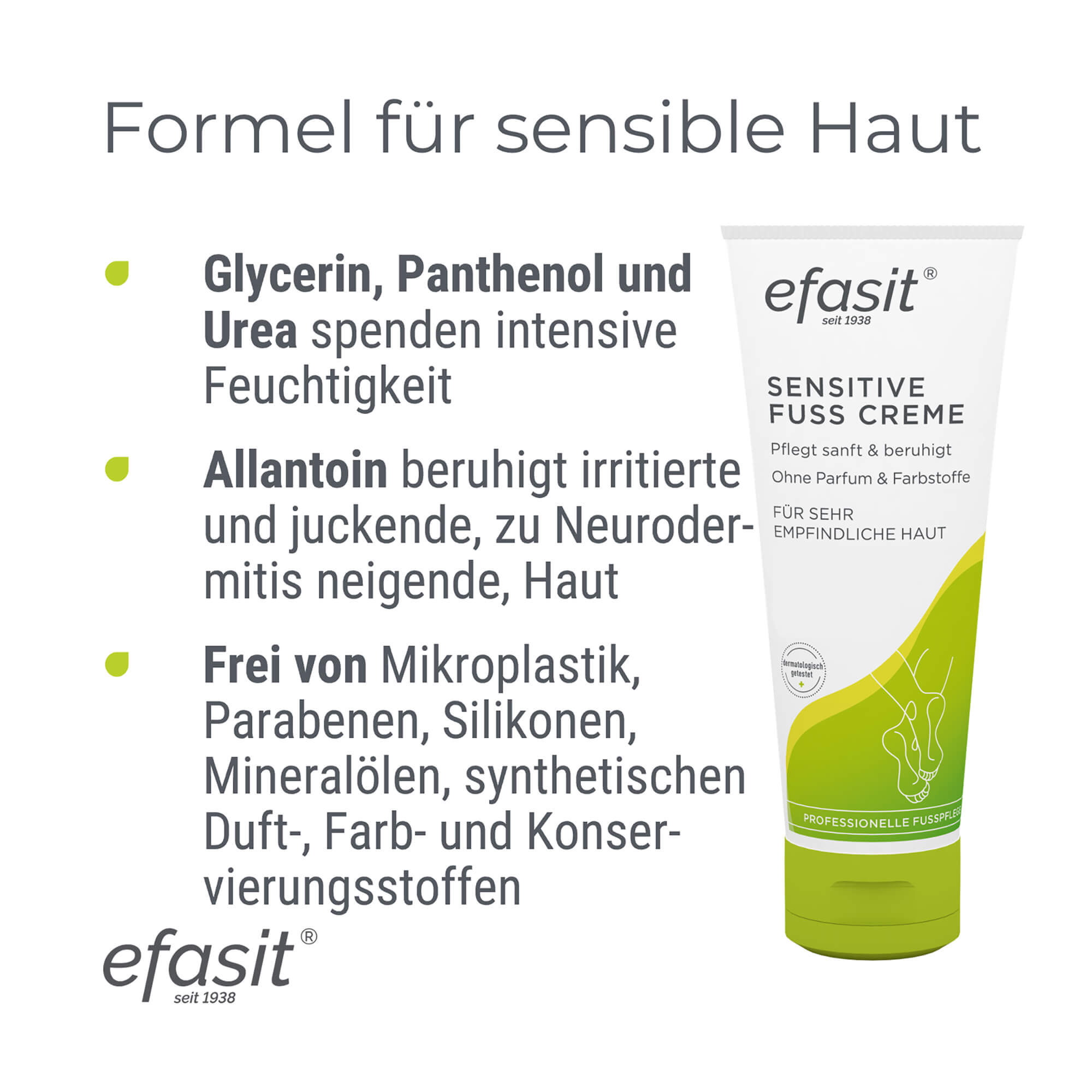 Grafik Efasit Sensitive Fuß Creme Formel für sensible Haut