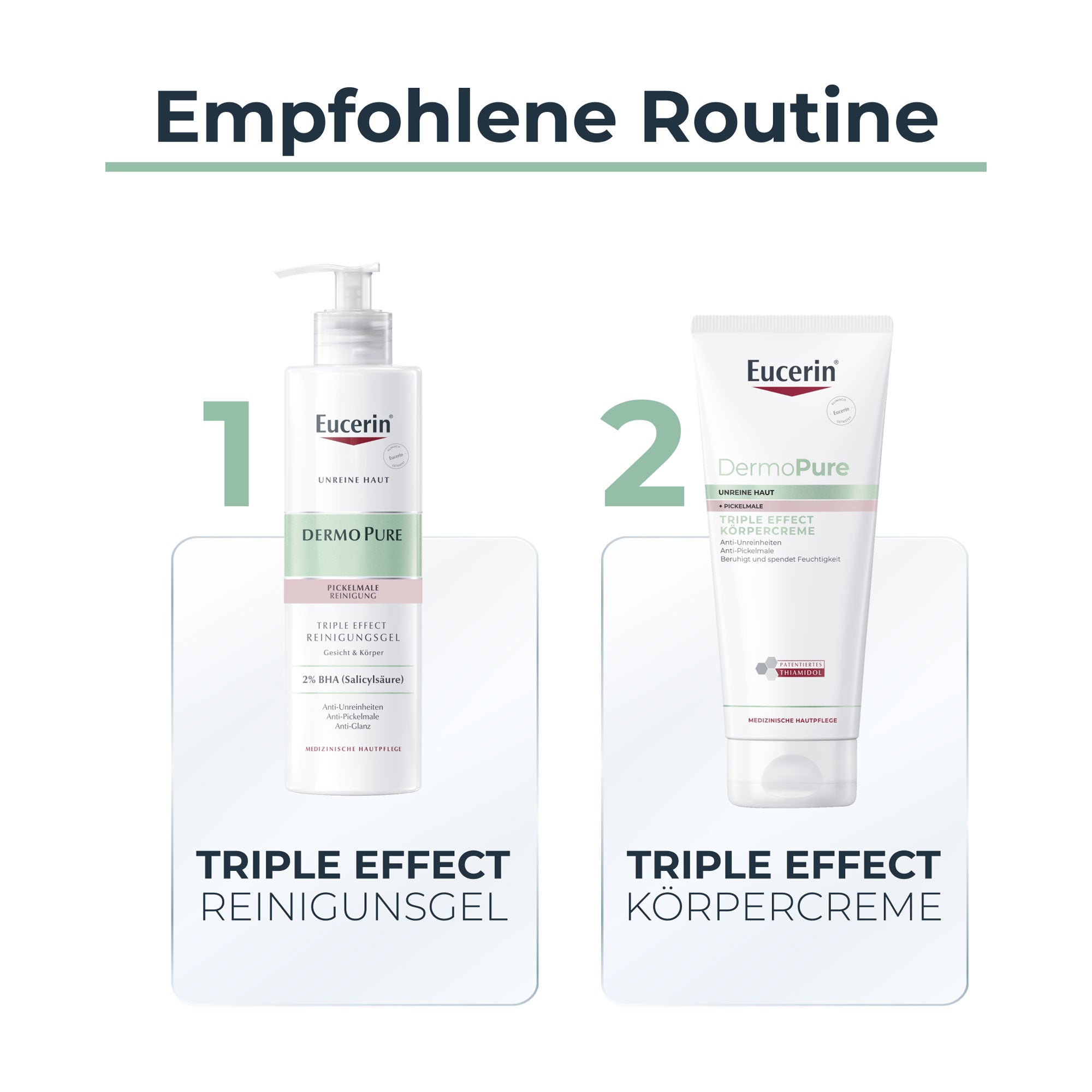 Grafik Eucerin DermoPure Triple Effect Bodycream Pflegeroutine