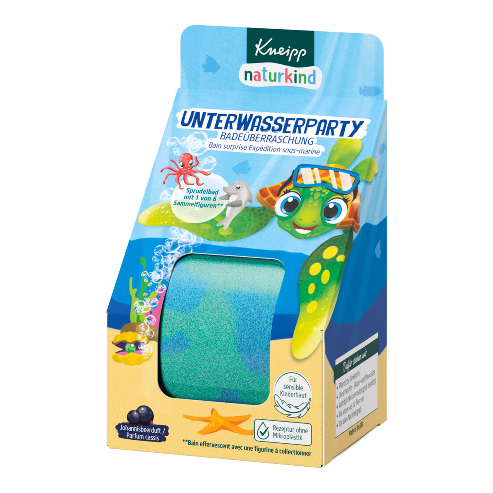 Veganer Badezusatz für sensible Kinderhaut. Mit Johannisbeerduft und einer Badeüberraschung (1 von 6 Sammelfiguren).