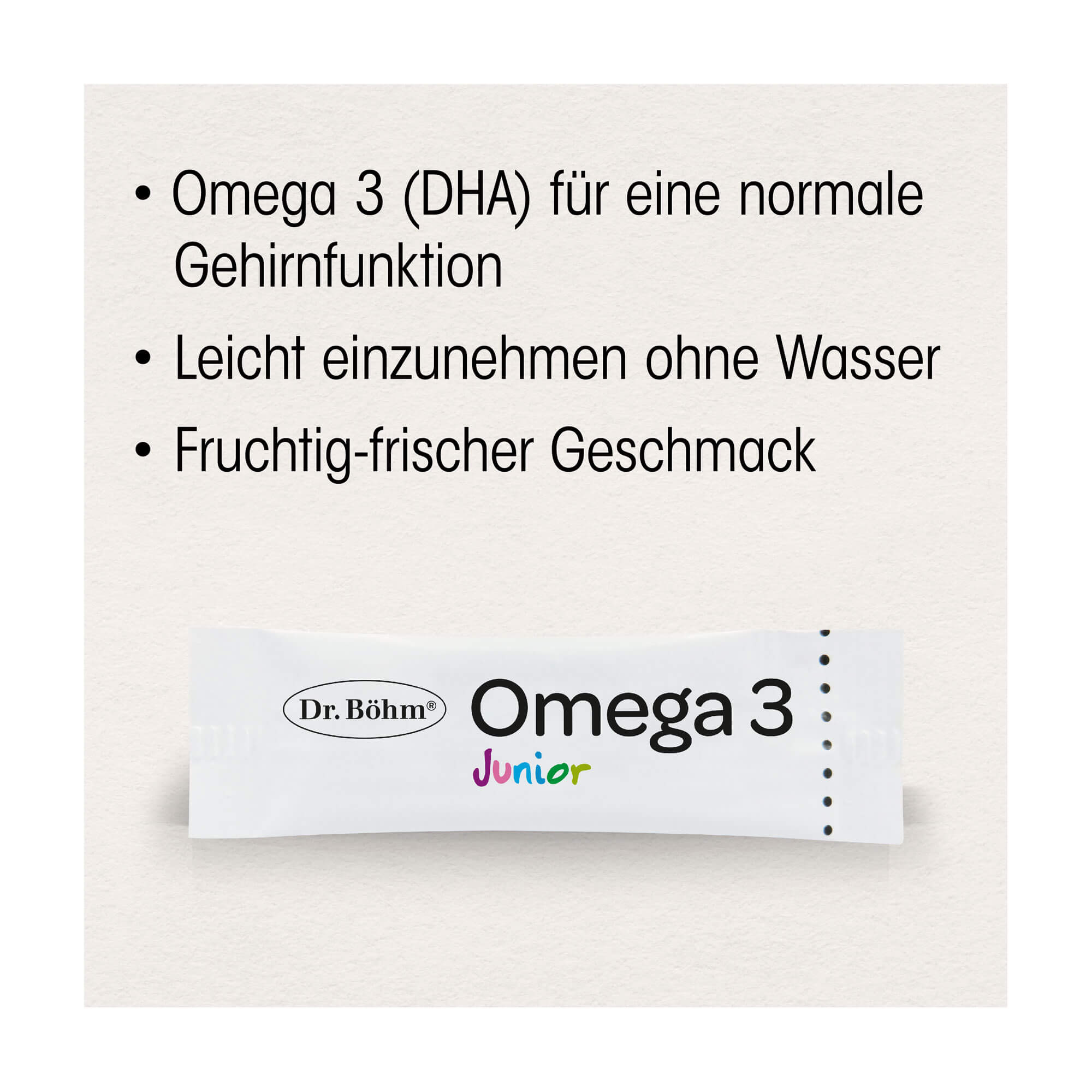 Grafik Dr. Böhm Junior Omega 3 Direktsticks Produktmerkmale