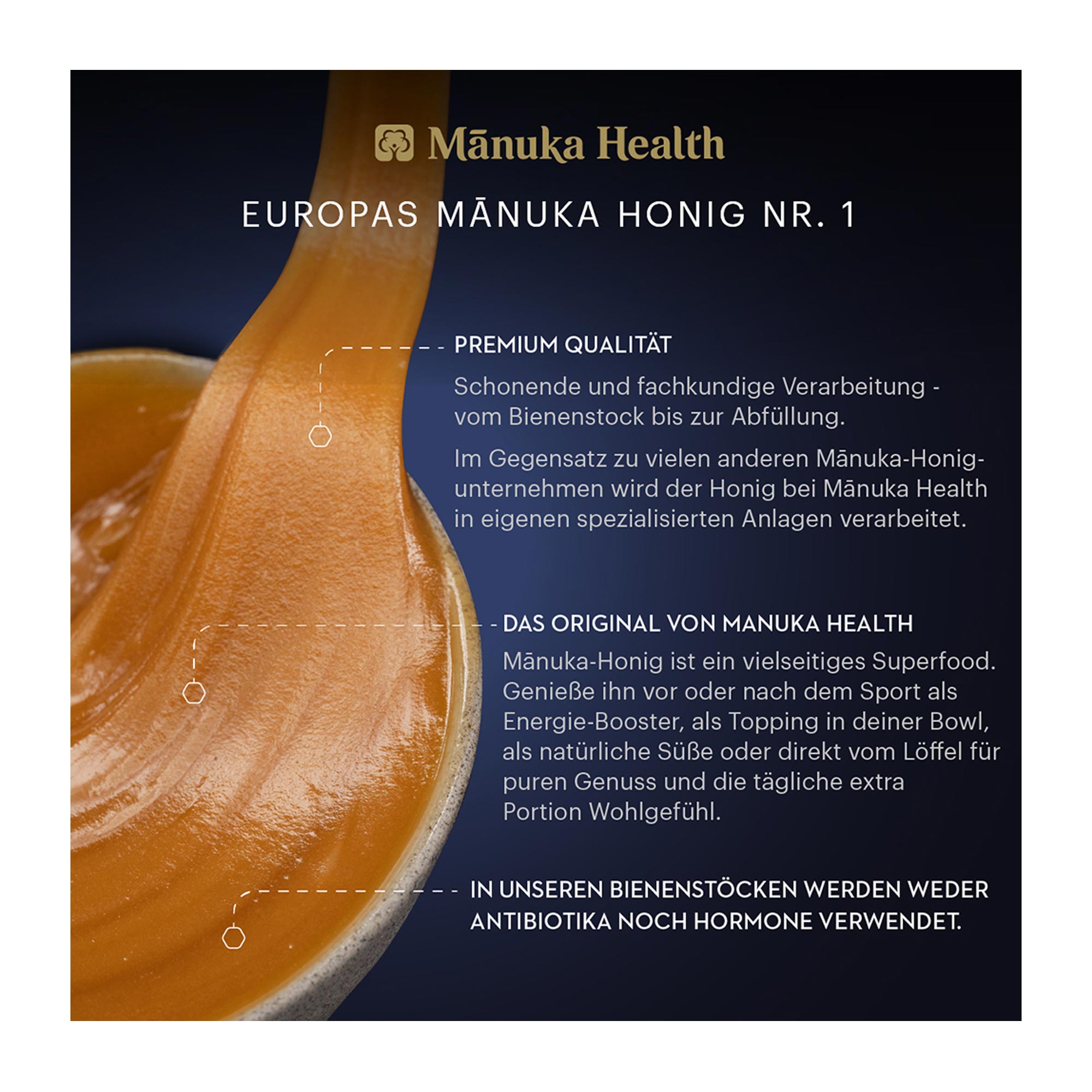 Grafik Manuka Health MGO 550+ Manuka Honig Eigenschaften