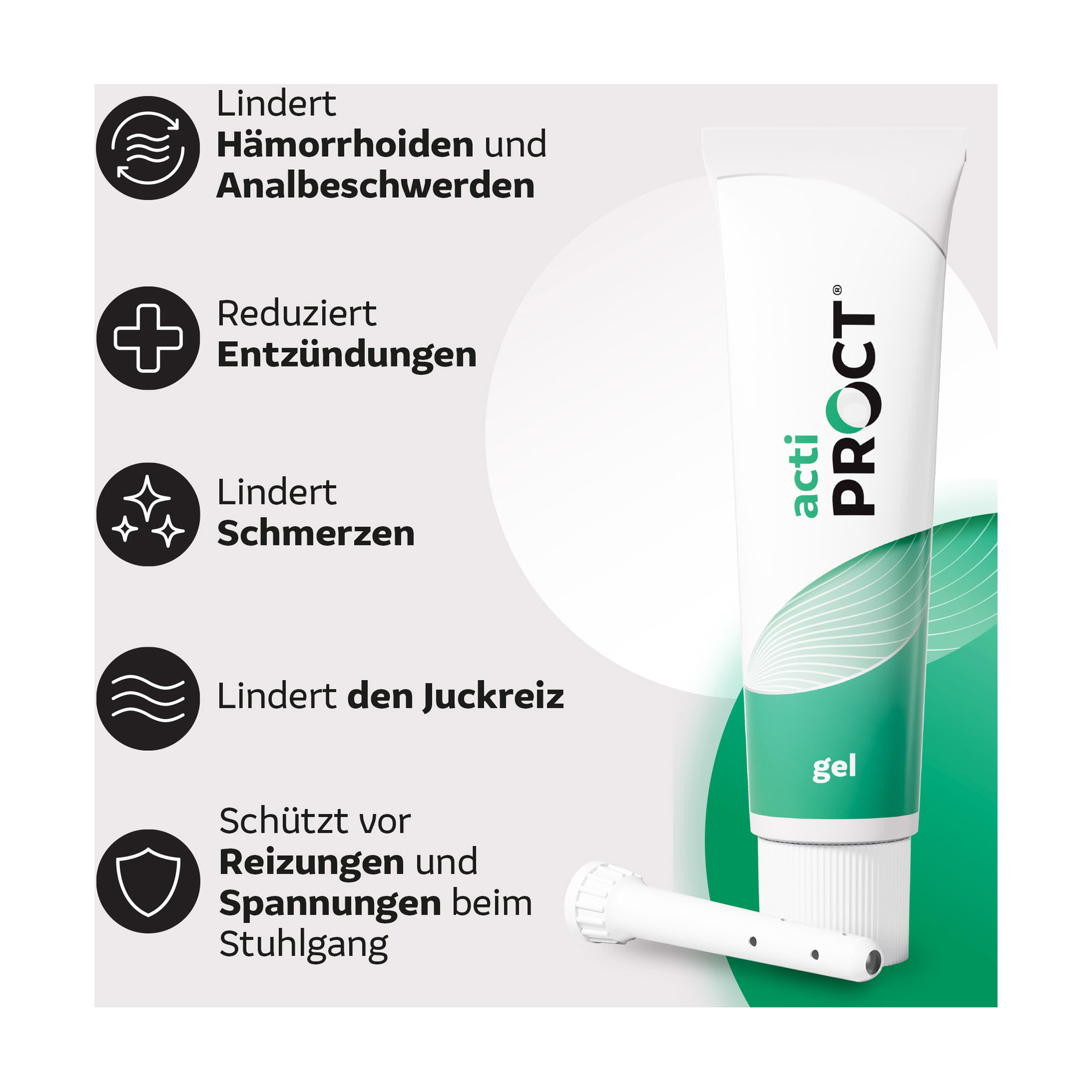 Grafik ActiProct Gel Tube Produktmerkmale