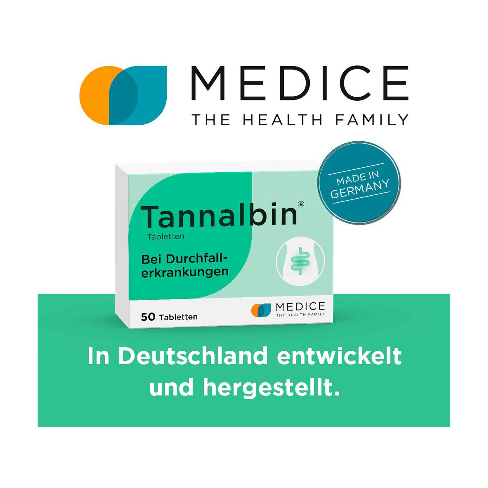 Grafik Tannalbin Tabletten In Deutschland entwickelt und hergestellt