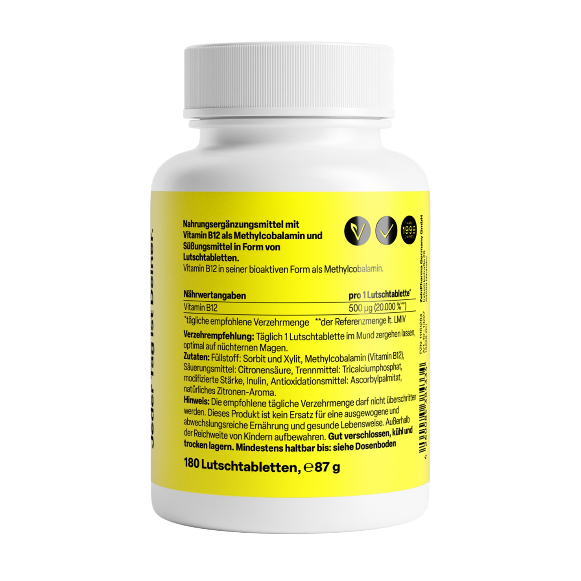 Methyl B12 500 µg Lutschtabletten Rückseite