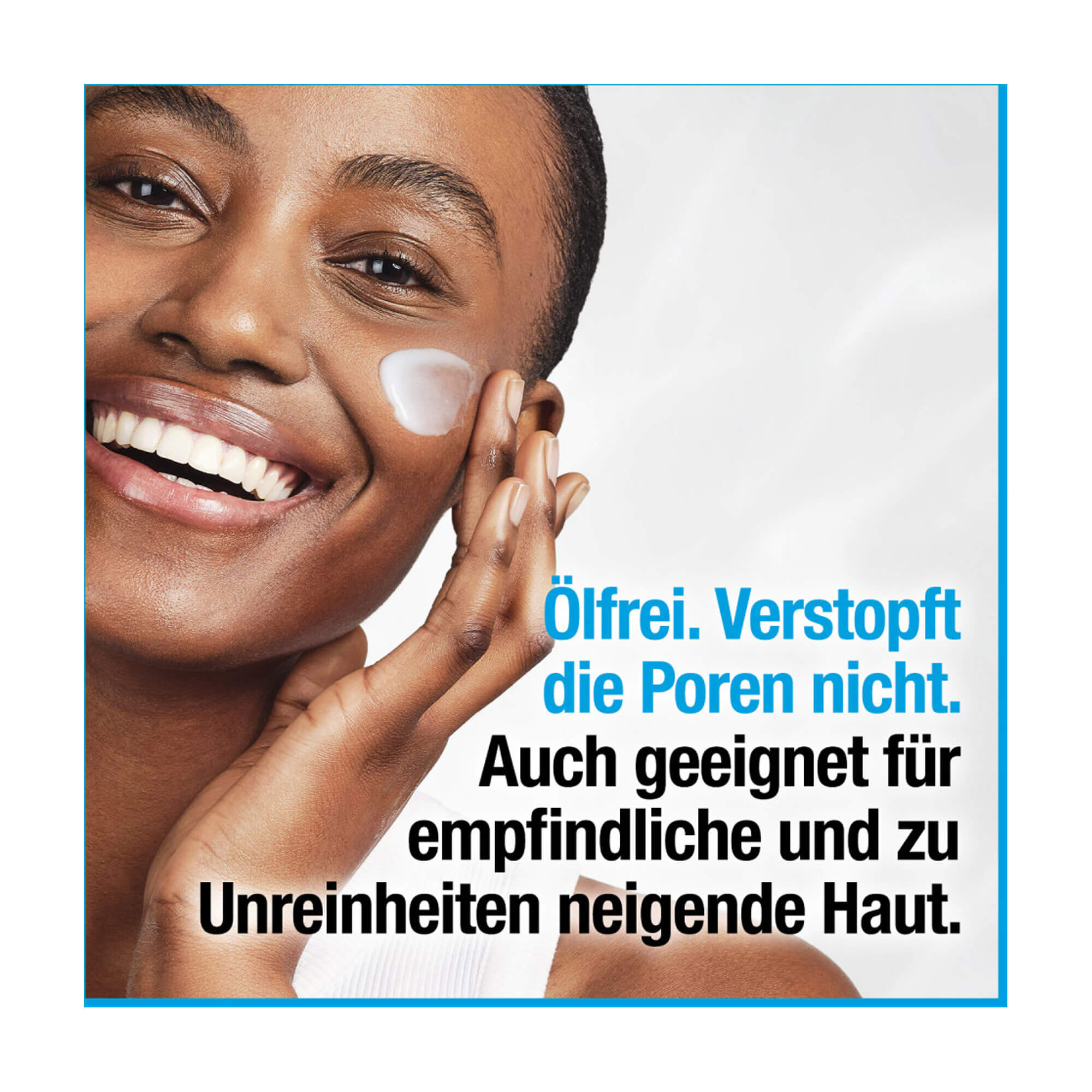 Grafik Neutrogena Hydro Boost Nachtcreme Ölfrei. Verstopft die Poren nicht. Auch geeignet für empfindliche und zu Unreinheiten neigende Haut.