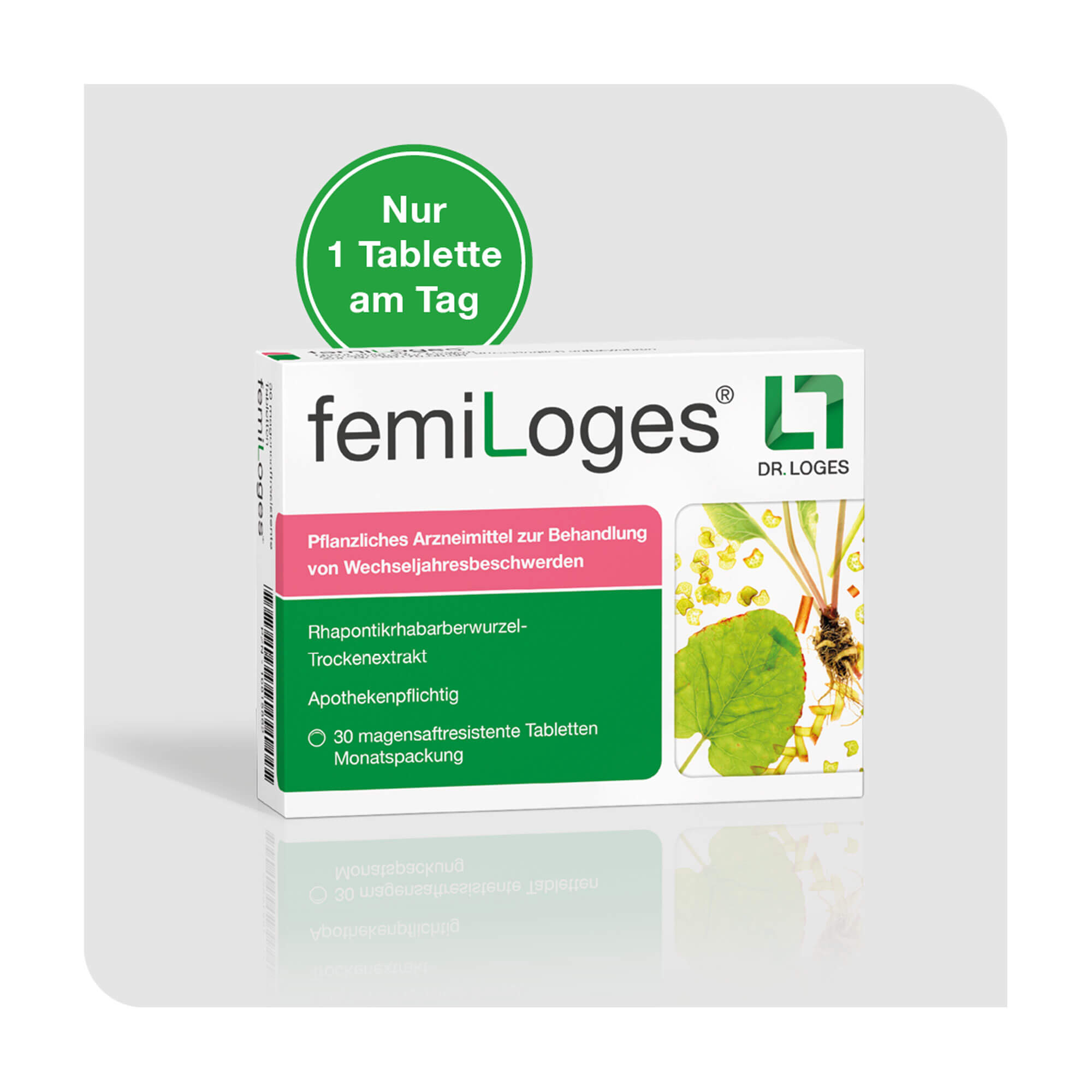 Grafik FemiLoges 4 mg magensaftresistente Tabletten Nur 1 Tablette am Tag