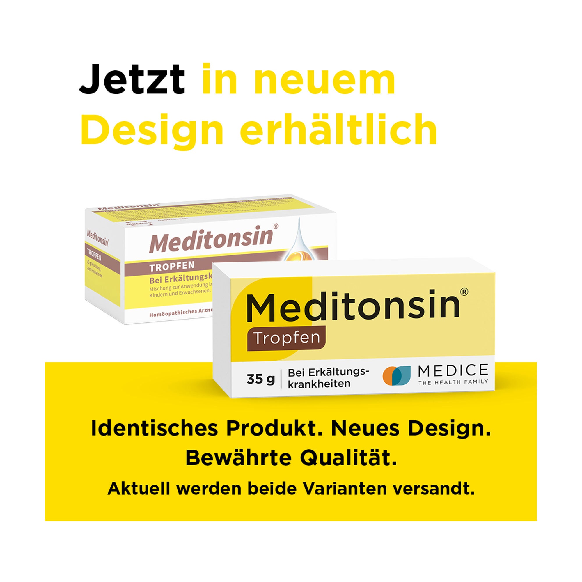 Grafik Meditonsin Tropfen Änderung des Packungsdesigns