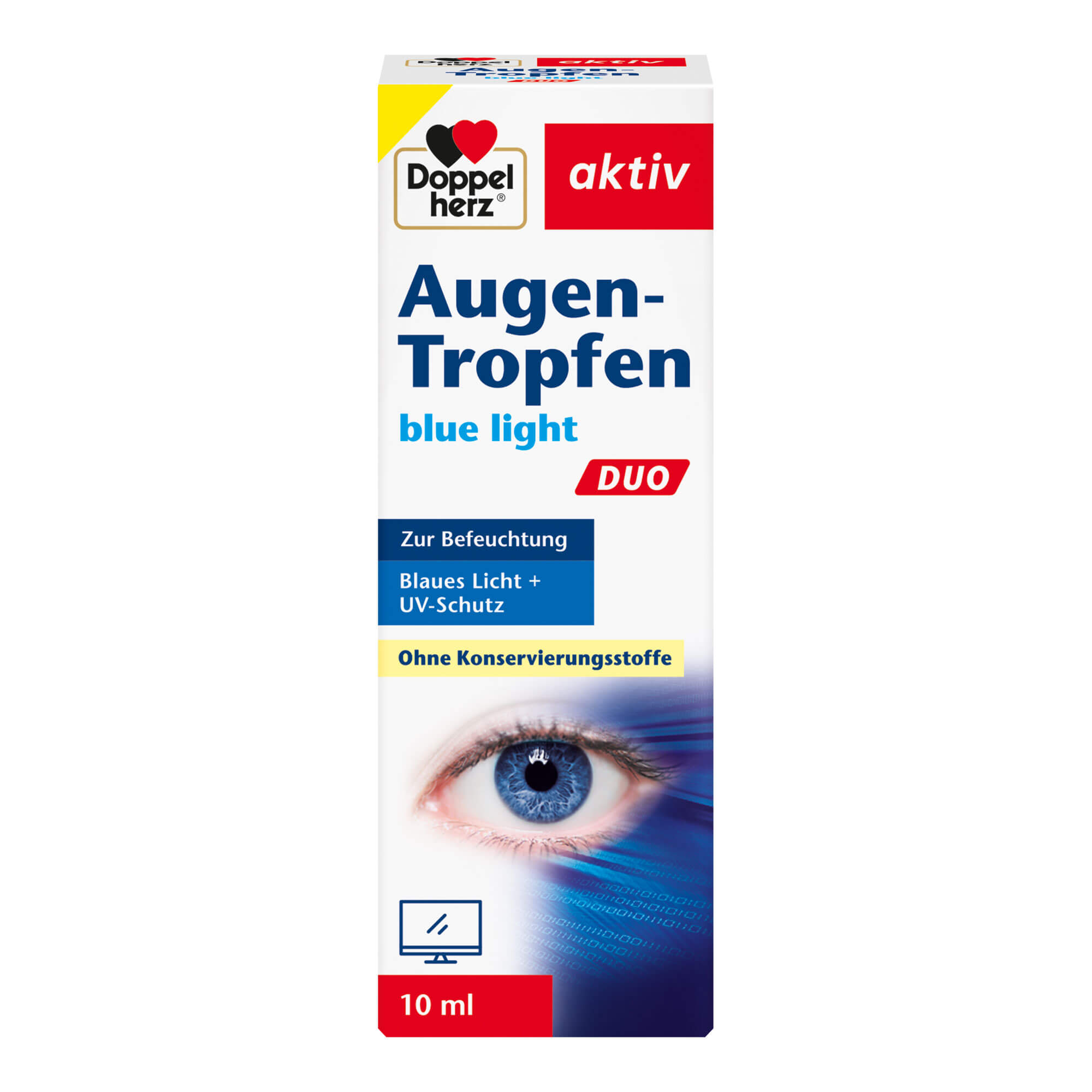 Sterile Augentropfen zur Anwendung bei trockenen Augen. Zum Schutz vor UV-Strahlung und blauem Licht.