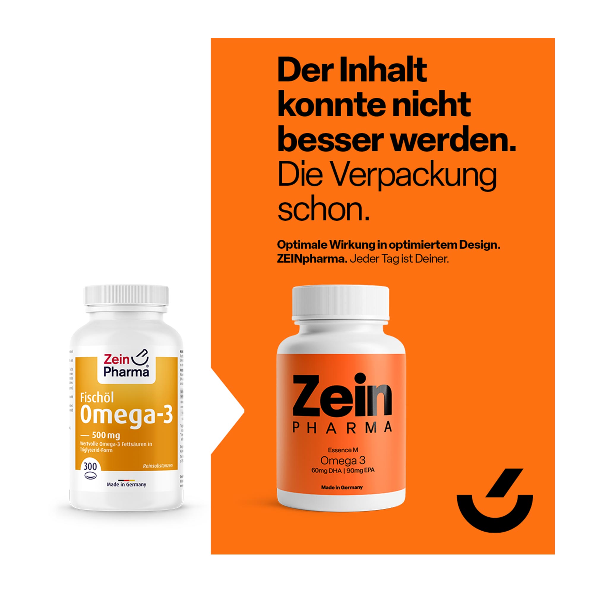 Grafik Omega-3 500 mg Caps altes und neues Design im Überblick