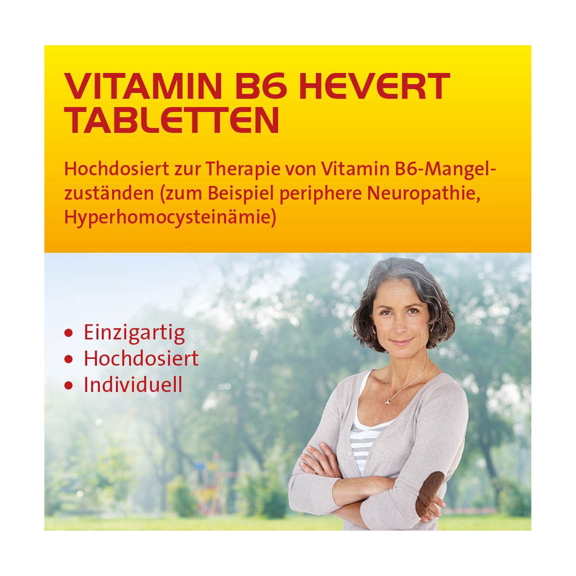 Grafik Vitamin B6 Hevert Tabletten Hochdosiert zur Therapie von Vitamin B6-Mangelzuständen