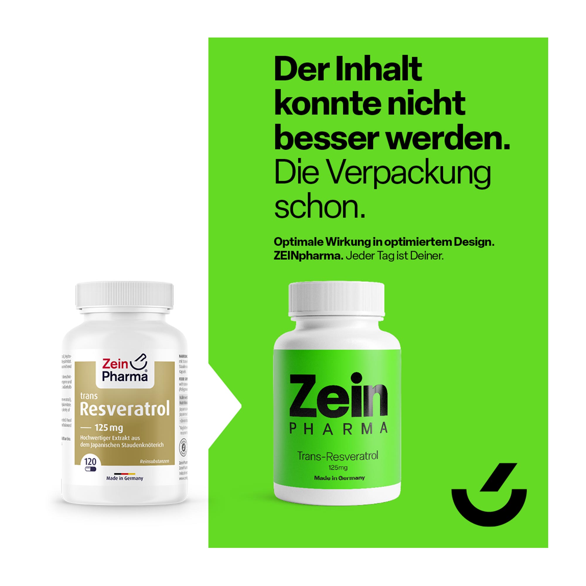 Grafik Resveratrol 125 mg Vergleich neues und altes Design