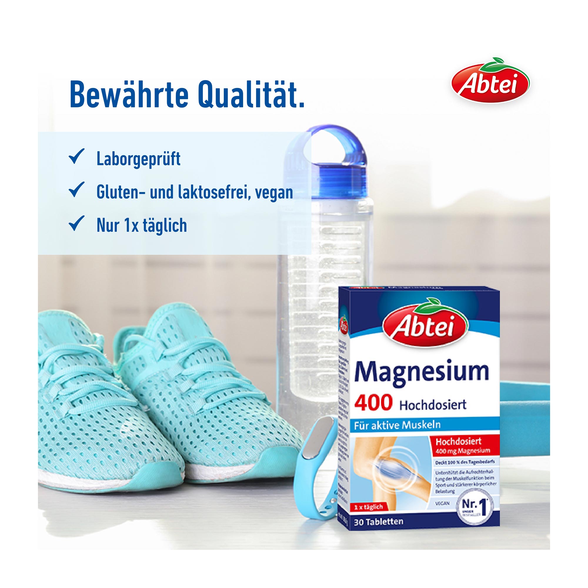 Grafik Abtei Magnesium 400 hochdosierte Tabletten bewährte Qualität