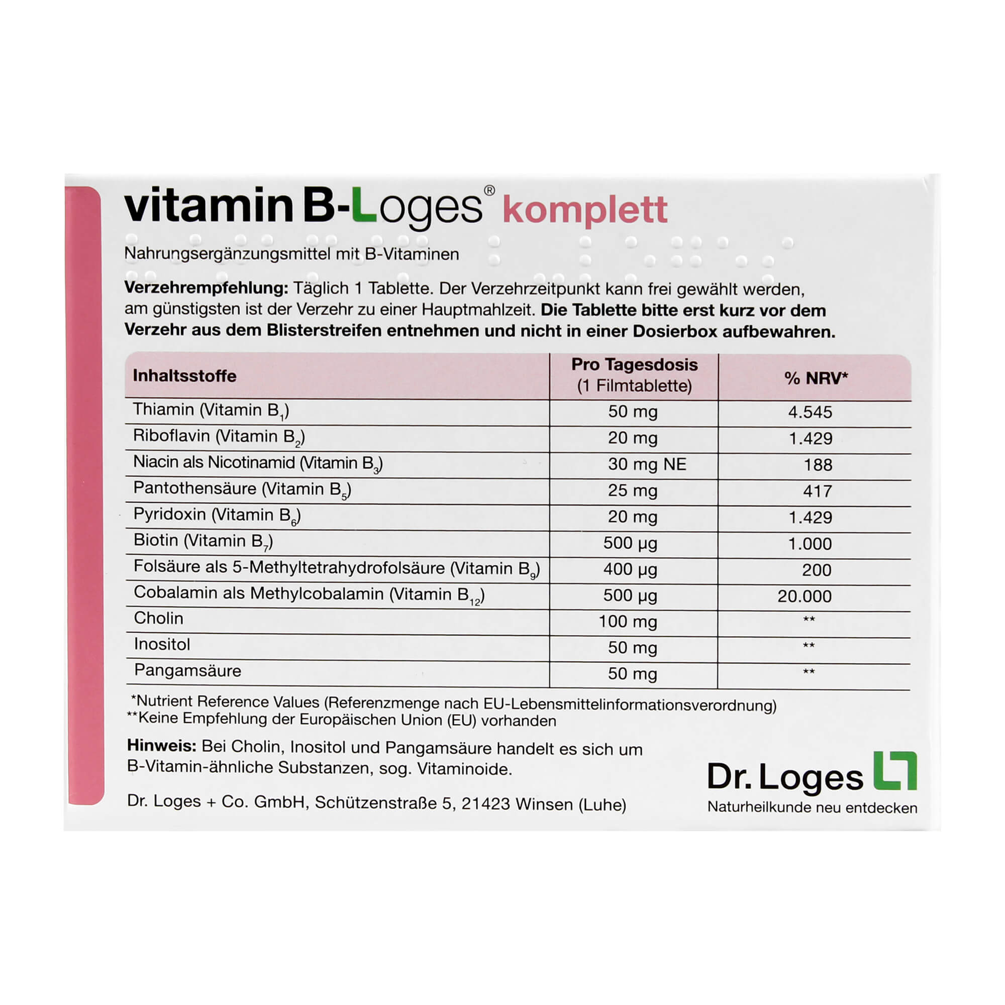 VITAMIN B-LOGES KOMPLETT, 60 St | Arzneimittel-Datenbank