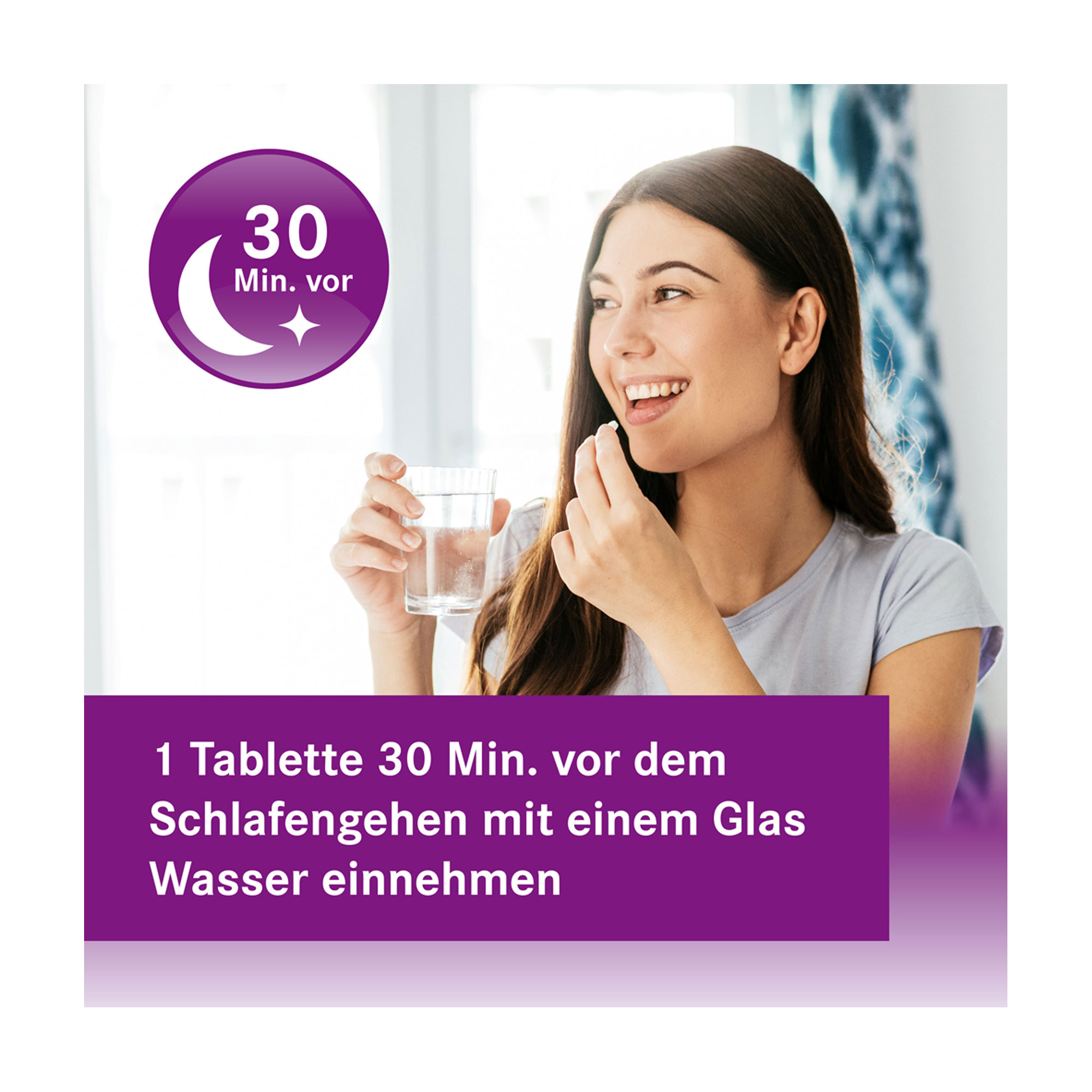 Grafik Schlaftabletten HEUMANN 50 mg Tabletten 1 Tablette 30 Min. vor dem Schlafengehen mit einem Glas Wasser einnehmen