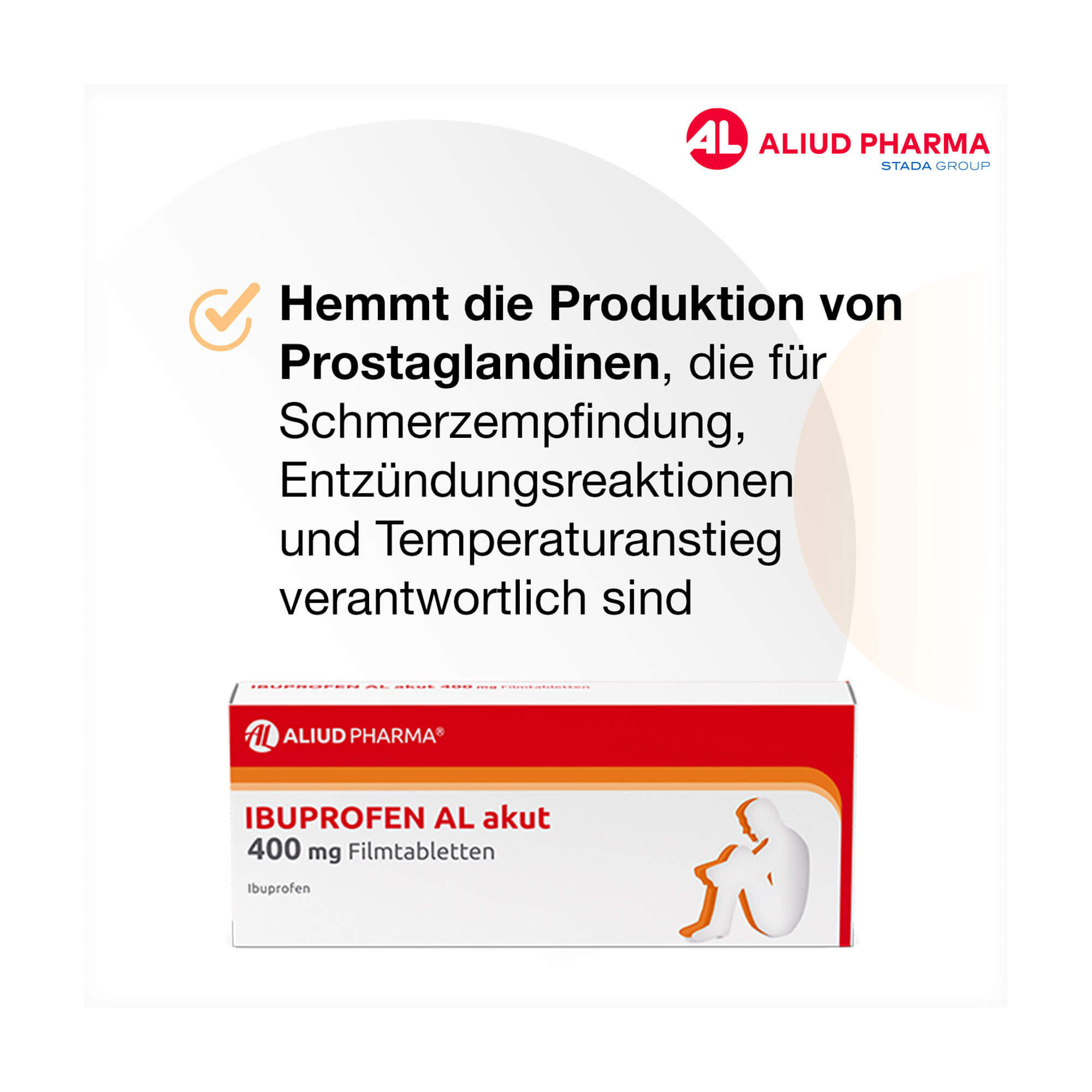 Grafik Ibuprofen AL akut 400 mg Filmtabletten Hemmt die Produktion von Prostaglandinen