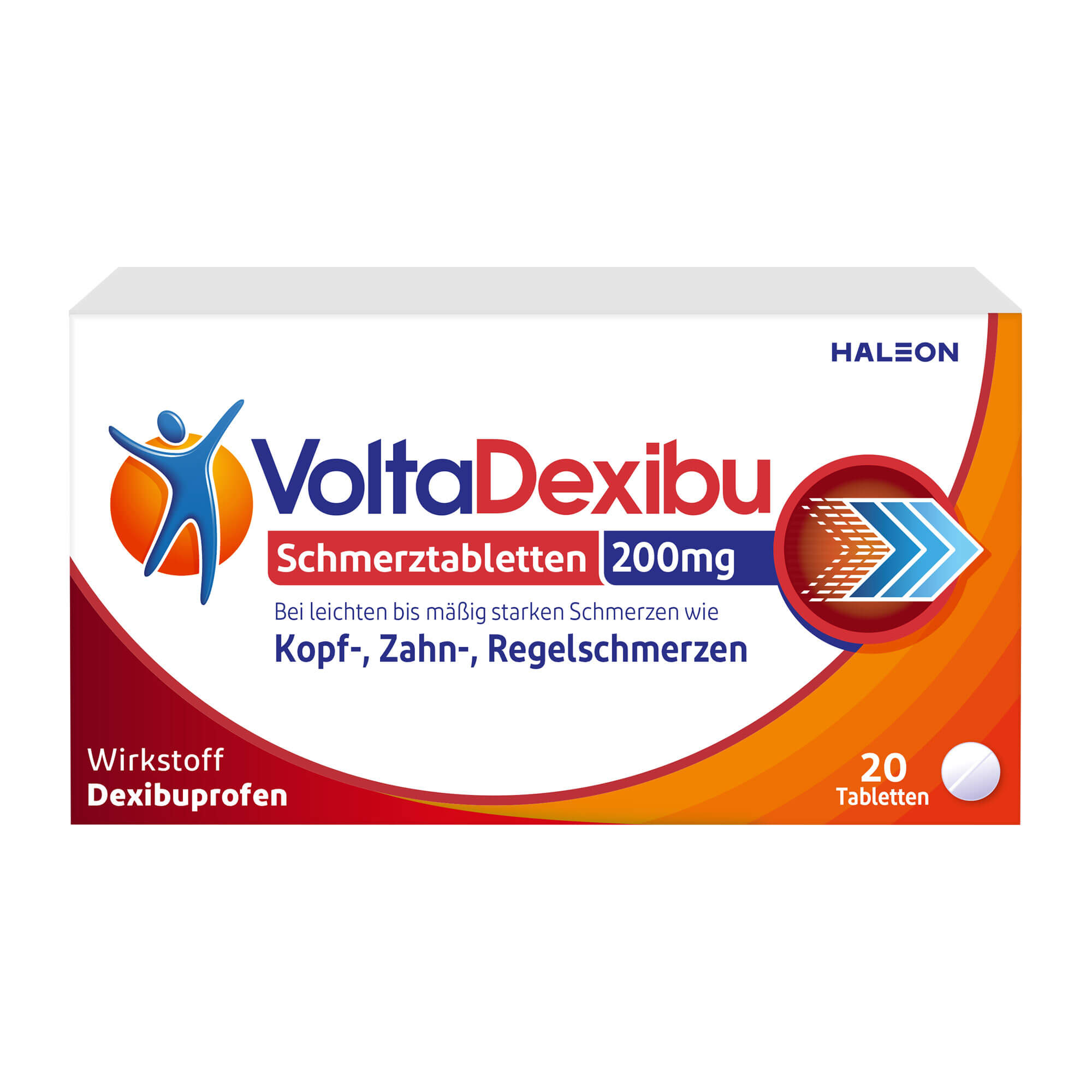 Schmerztabletten mit dem Wirkstoff Dexibuprofen. Zur schnellen Linderung von akuten Kopf-, Zahn- und Regelschmerzen. Leicht zu schlucken bei guter Verträglichkeit. Für Personen ab 18 Jahren.