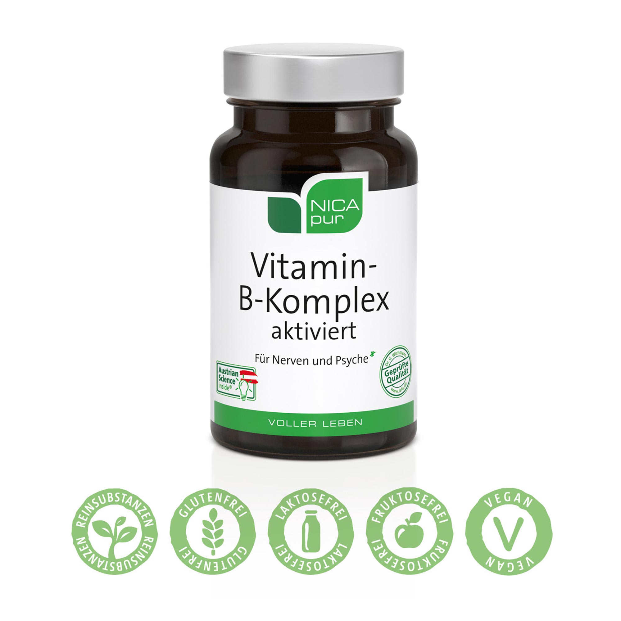 Grafik NICApur Vitamin-B-Komplex aktiviert Kapseln Eigenschaften