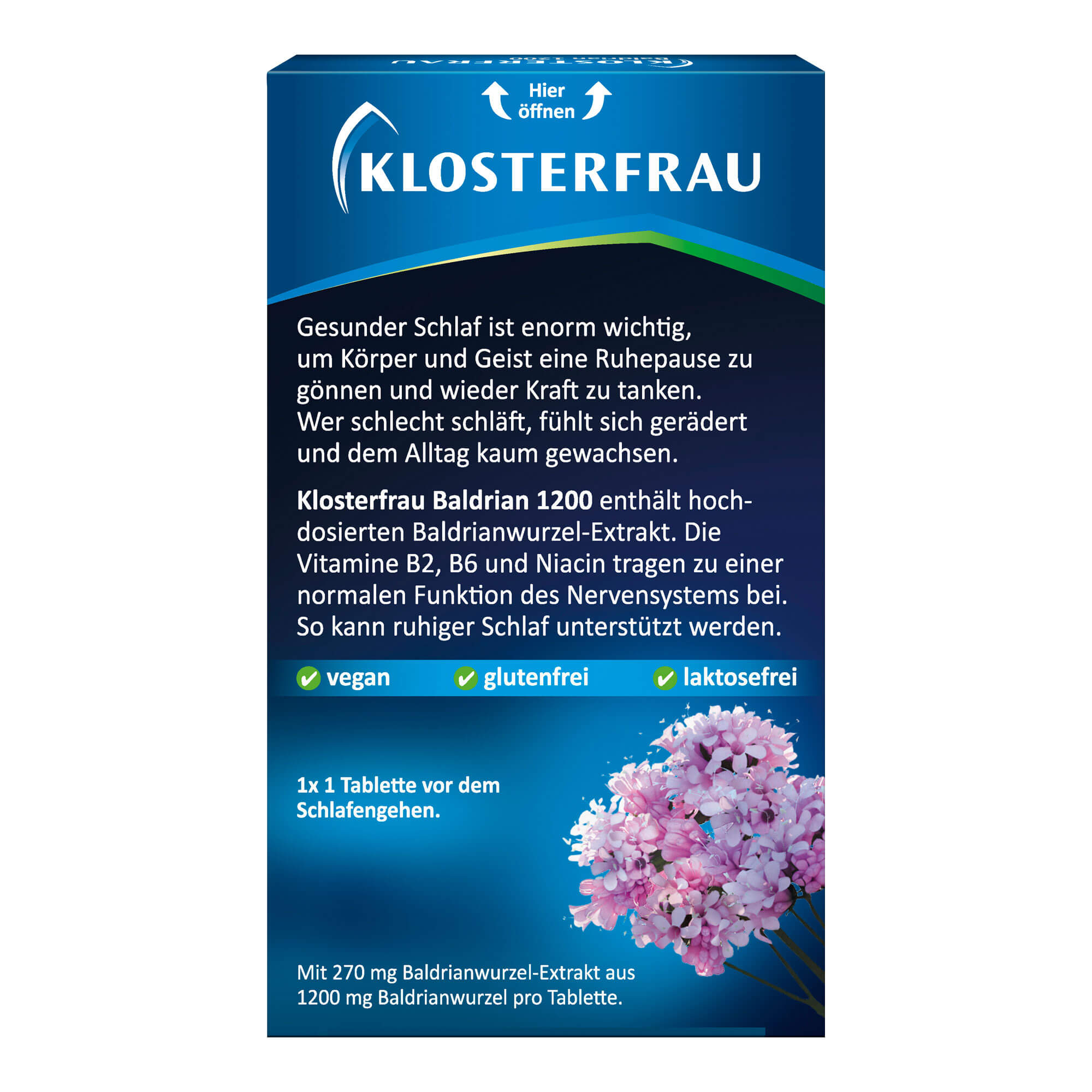 Klosterfrau Baldrian 1200 mg Tabletten Packungsrückseite