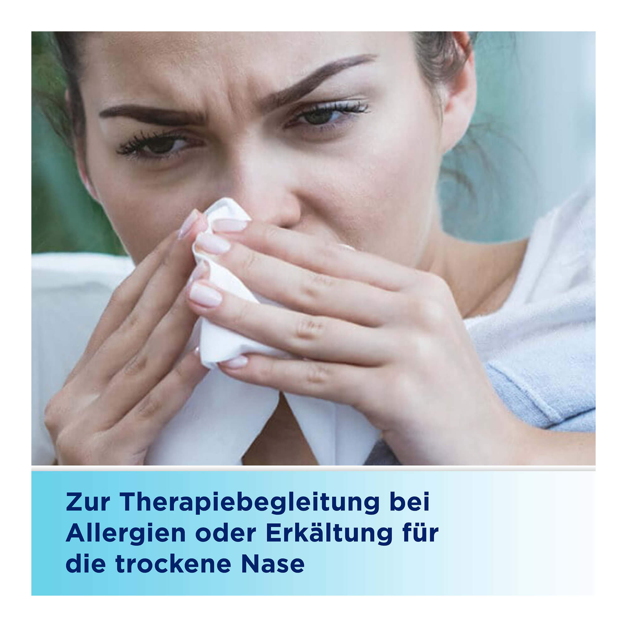 Grafik Bepanthen Meerwasser-Nasenspray Zur Therapiebegelitung bei Allergien oder Erkältung für die trockene Nase