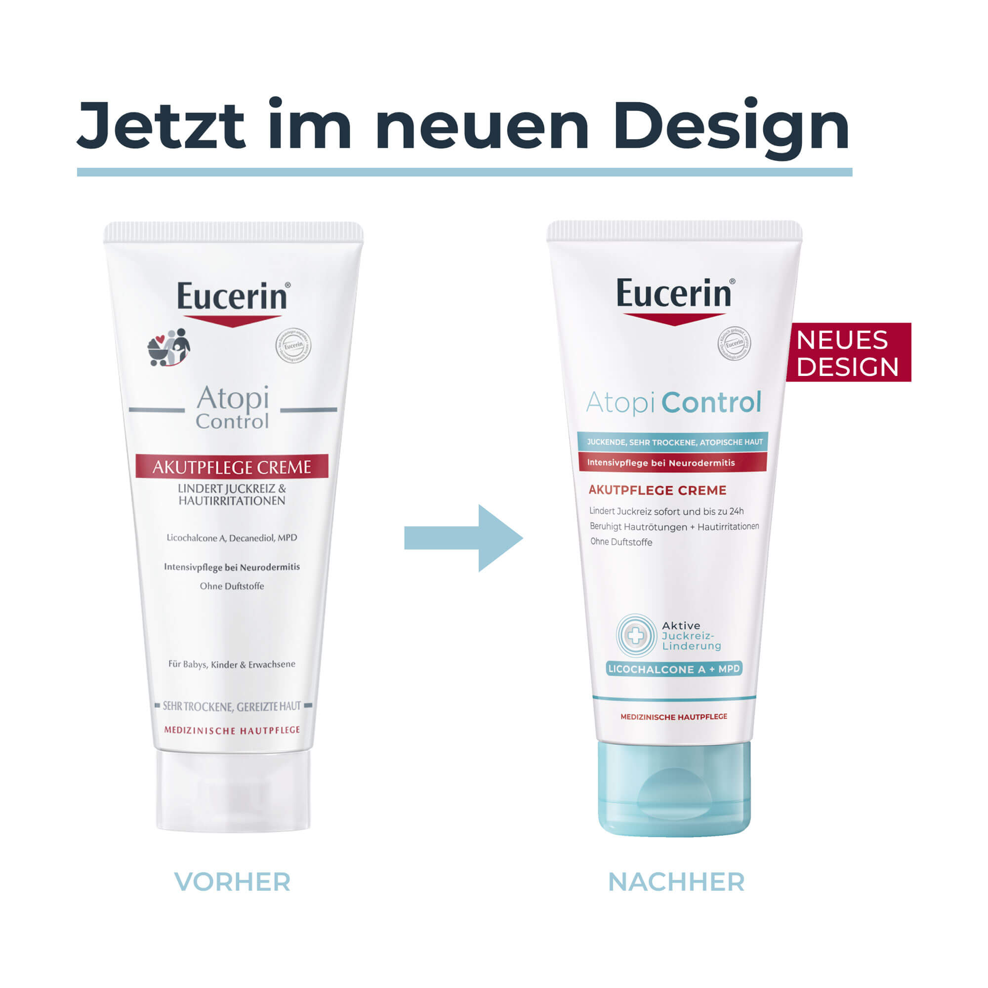 Grafik Eucerin AtopiControl Balsam Änderung des Packungsdesigns