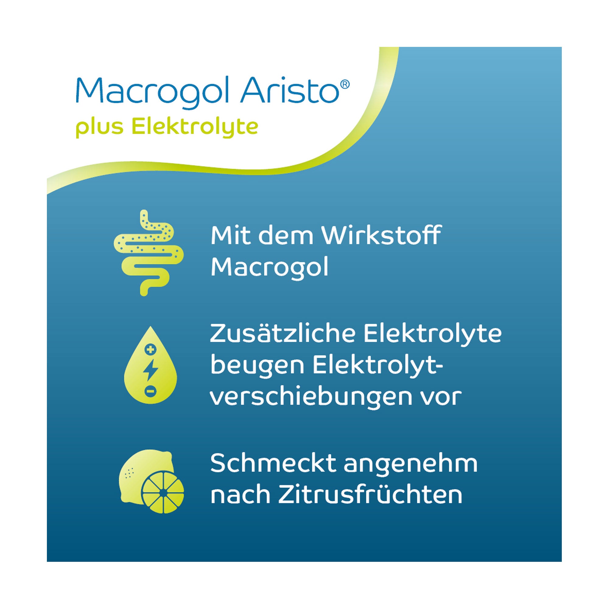 Grafik Macrogol Aristo plus Elektrolyte 13,72 g Pulver zur Herstellung einer Lösung zum Einnehmen Produktmerkmale