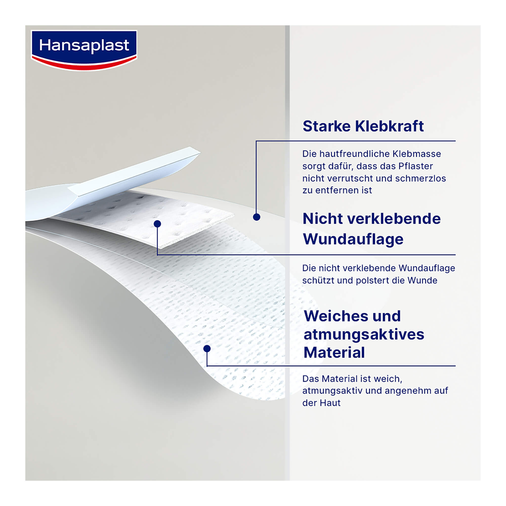 Grafik Hansaplast Sensitive Pflasterstrips hautton light Eigenschaften