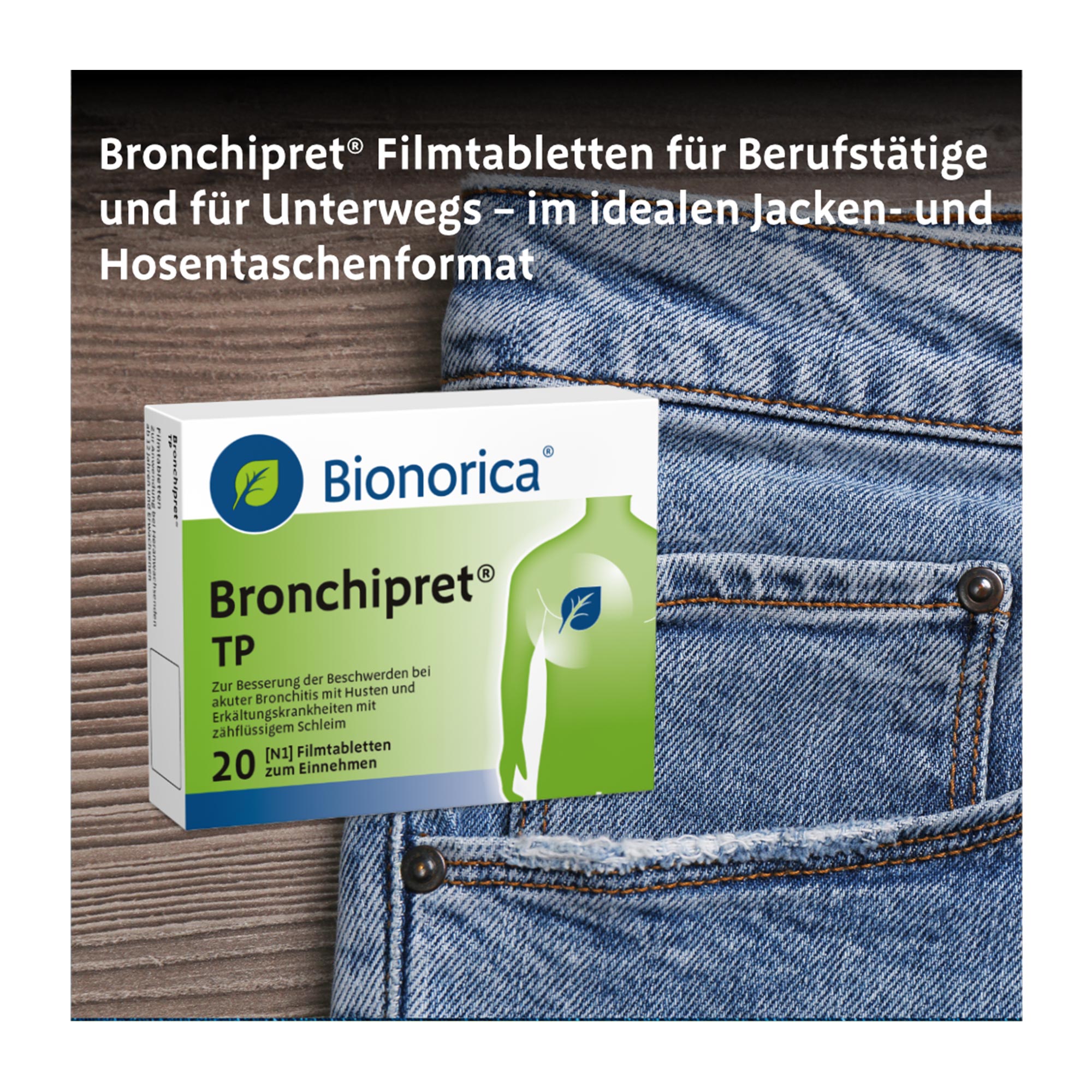 Grafik Bronchipret TP Filmtabletten ideal für unterwegs