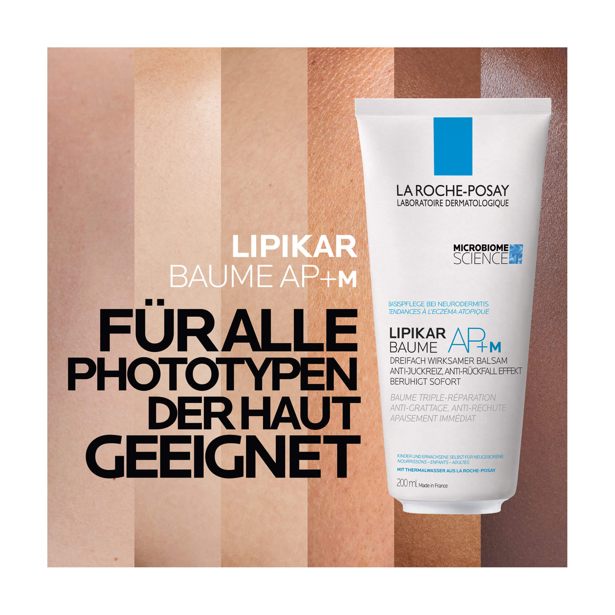 Grafik La Roche Posay LIPIKAR Baume AP+M Für alle Phototypen der Haut geeignet