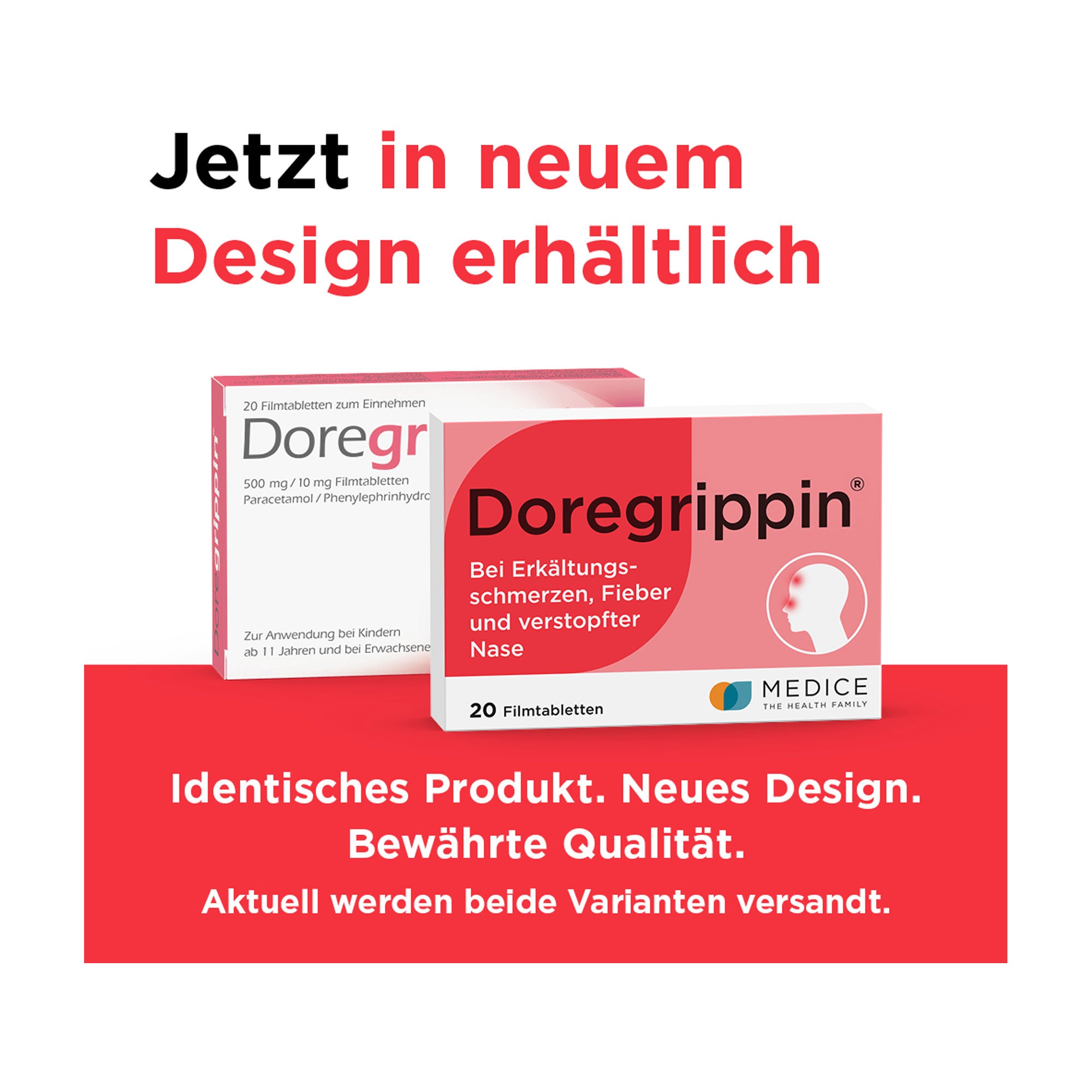 Grafik Doregrippin Tabletten Änderung des Packungsdesigns