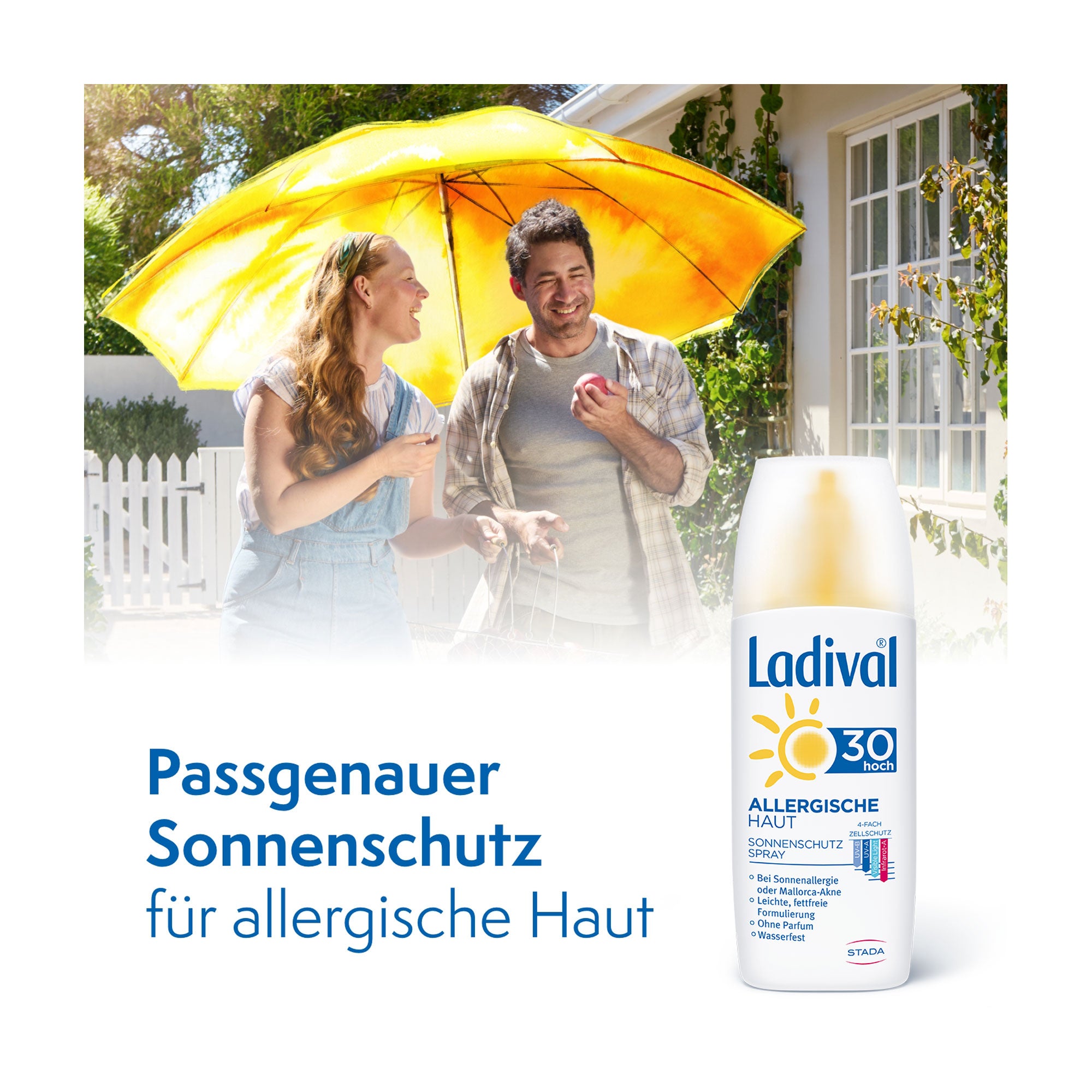 Grafik Ladival Allergische Haut Spray LSF 30 Passgenauer Sonnenschutz für allergische Haut