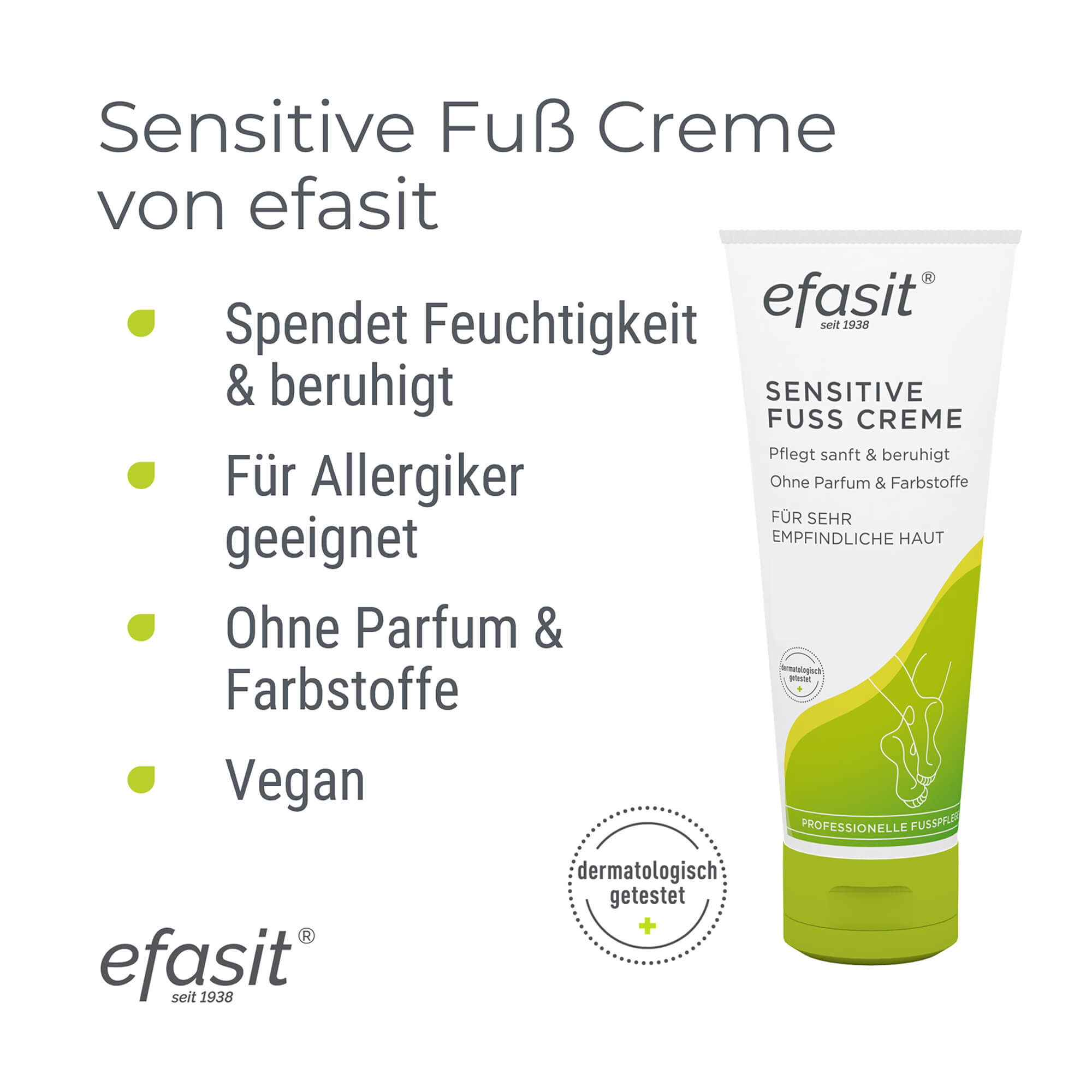 Grafik Efasit Sensitive Fuß Creme Produktmerkmale