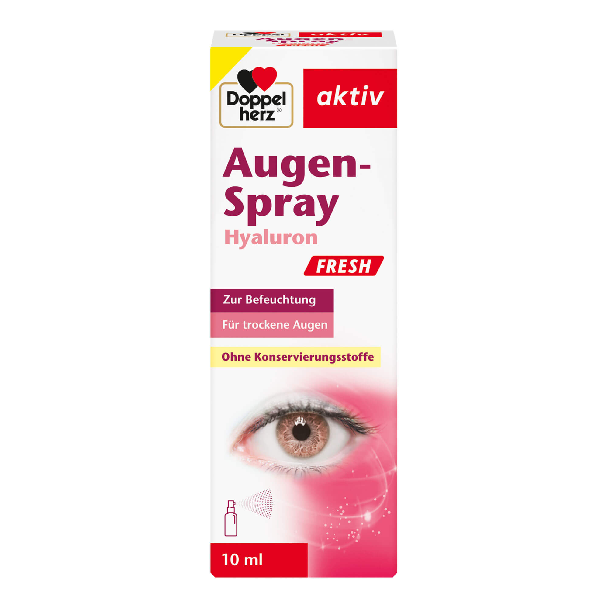 Augenspray ohne Konservierungsstoffe. Zur Anwendung bei trockenen Augen. Mit schützender, feuchtigkeitsspendender und feuchtigkeitsbindender Wirkung.