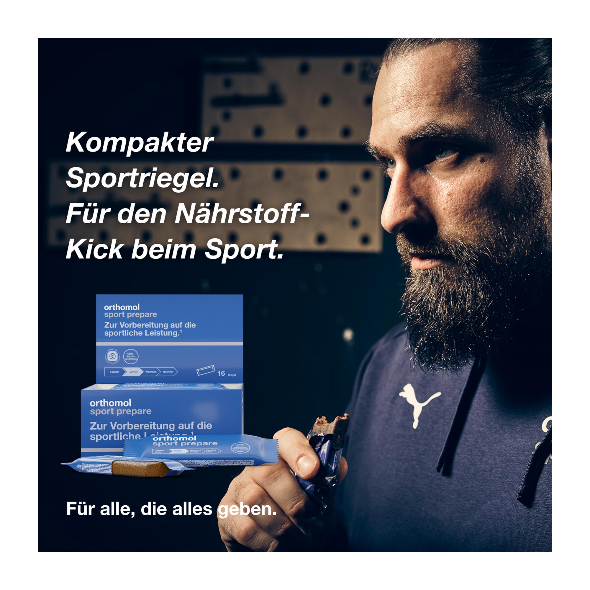 Orthomol Sport prepare Riegel kompakter Sportriegel für den Nahrstoff-Kick beim Sport