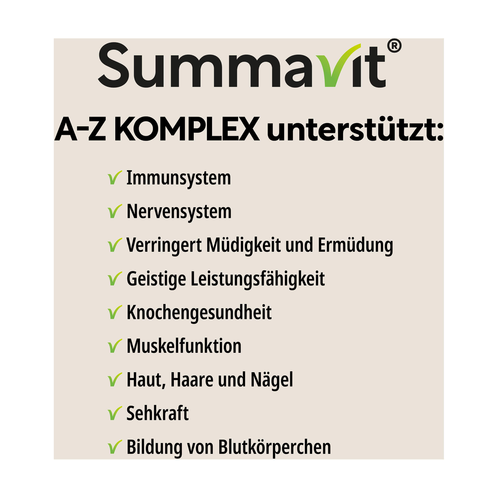 Grafik Summavit A-Z Komplex Tabletten Wirkungen