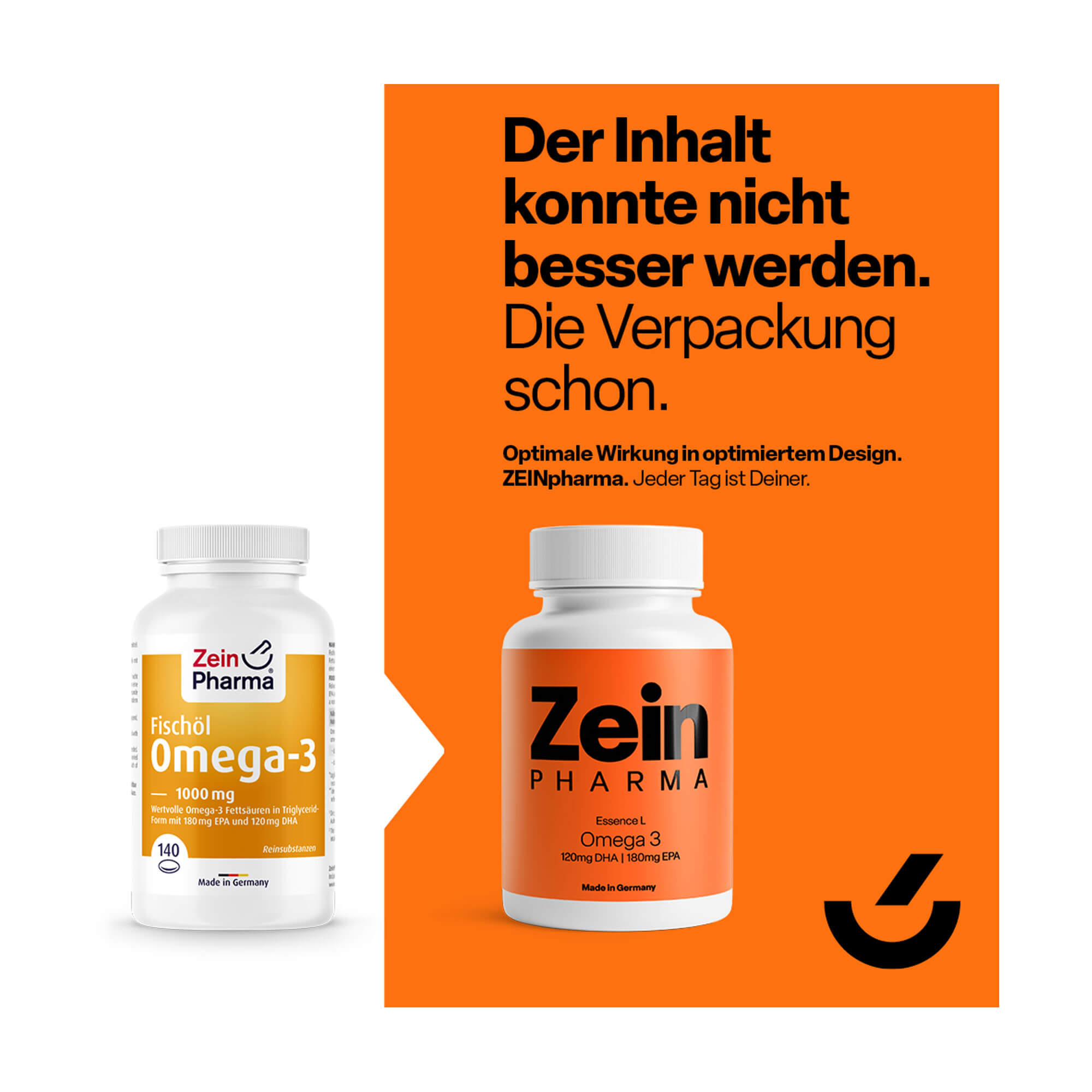 Grafik Omega-3 Essence L Softgel-Kapseln Änderung des Packungsdesings