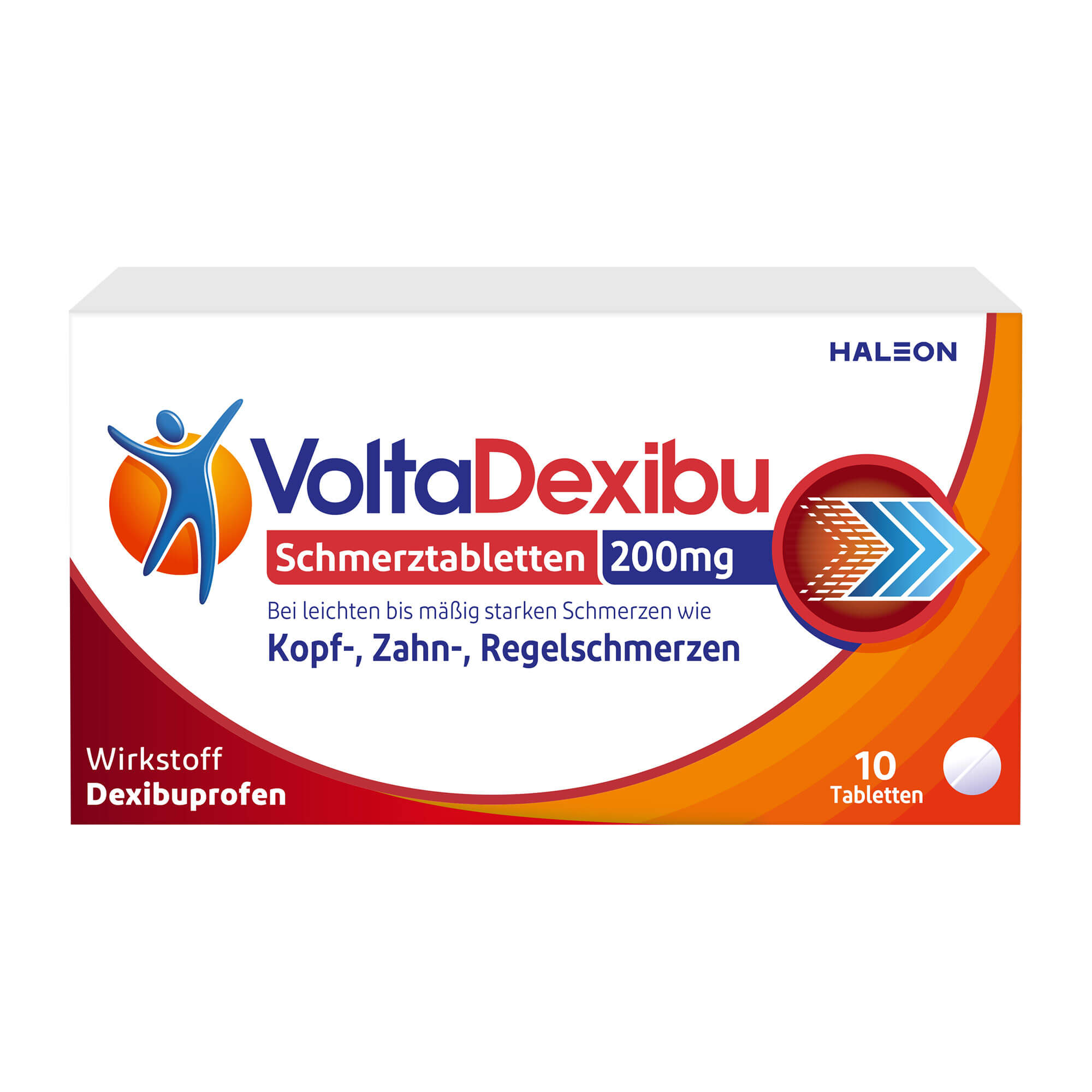 Schmerztabletten mit dem Wirkstoff Dexibuprofen. Zur schnellen Linderung von akuten Kopf-, Zahn- und Regelschmerzen. Leicht zu schlucken bei guter Verträglichkeit. Für Personen ab 18 Jahren.