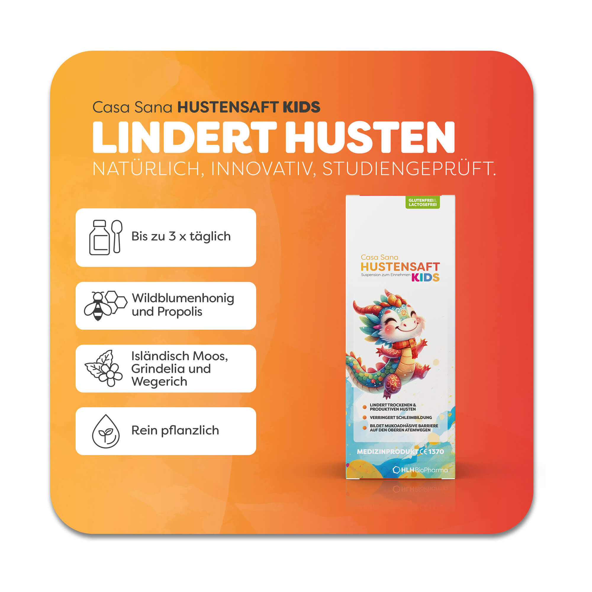 Grafik Casa Sana Hustensaft Kids Lindert Husten