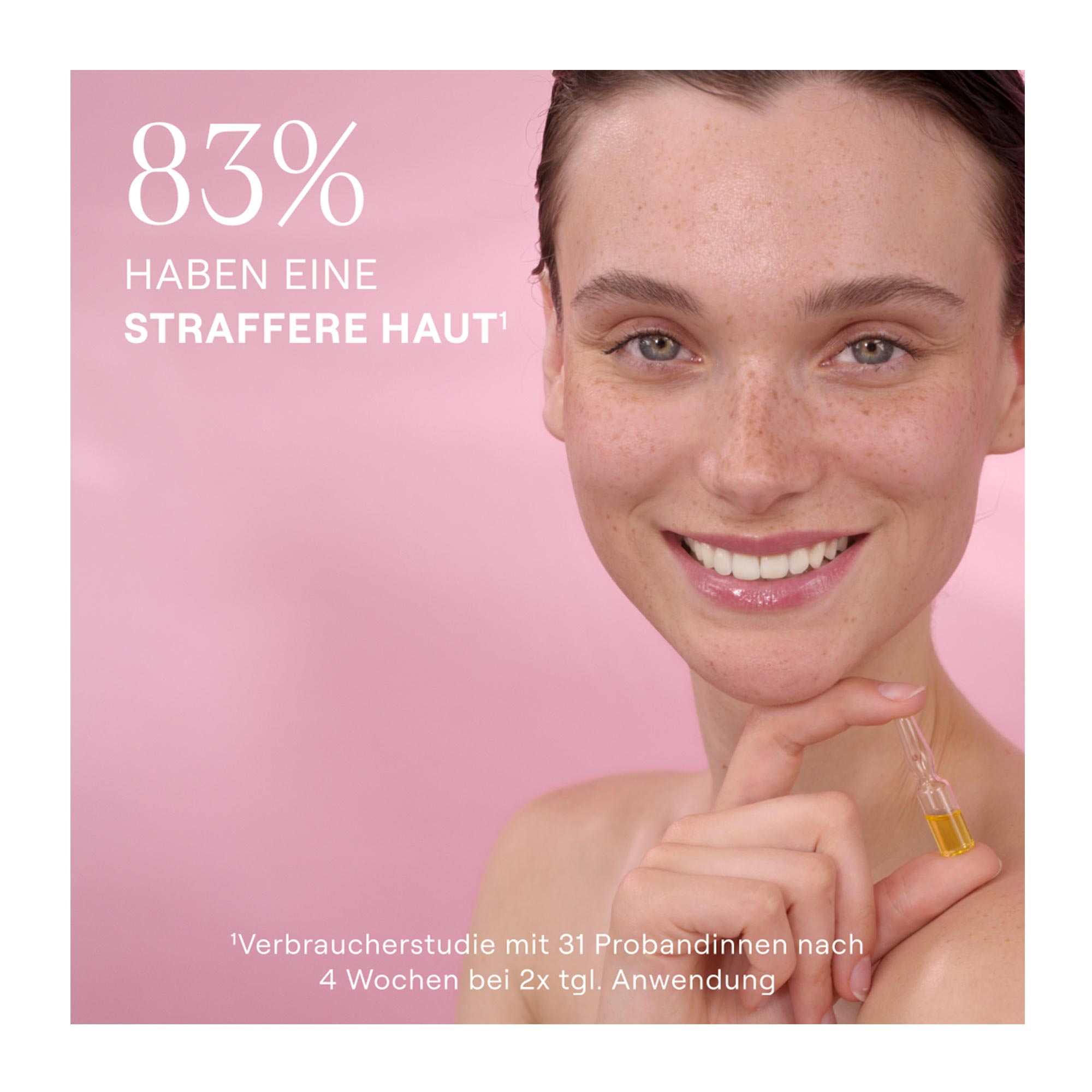 Grafik Weleda Skin Repair Intensiv-Kur Ampullen Wildrose 83%* haben eine straffere Haut