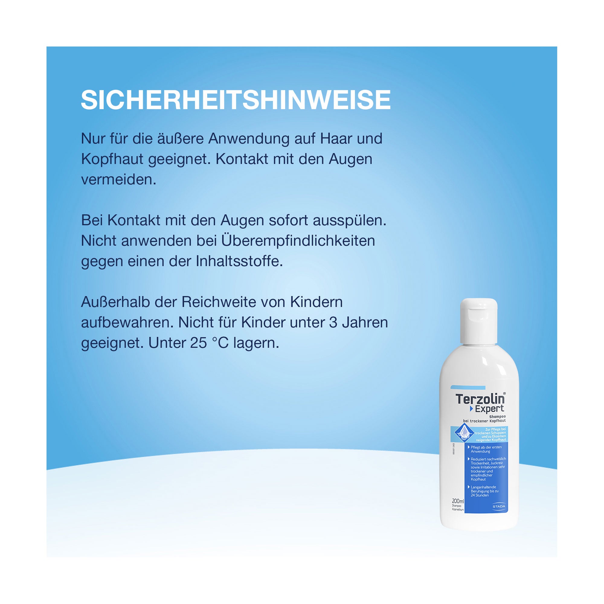 Grafik Terzolin Expert Shampoo bei trockener Kopfhaut Sicherheitshinweise