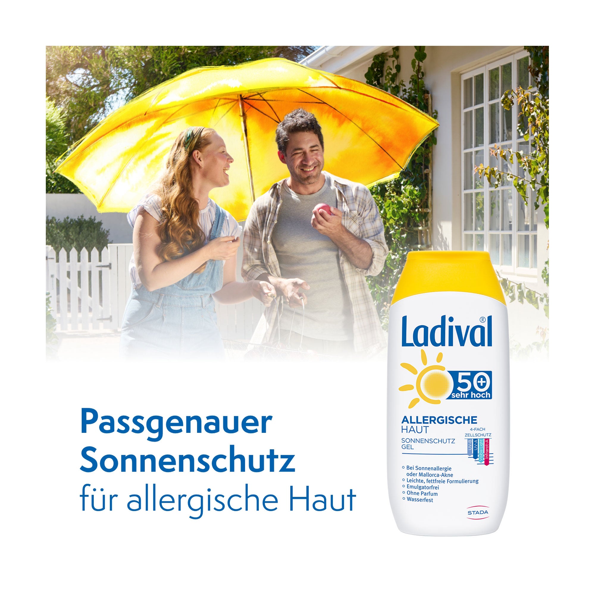 Grafik Ladival Allergische Haut Gel LSF 50+ Passgenauer Sonnenschutz für allergische Haut