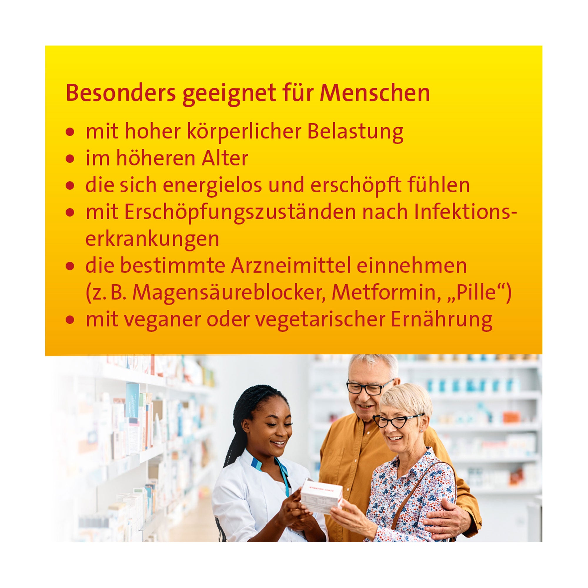 Grafik Vitamin B12 Hevert 450 µg Tabletten Besonders geeignet für