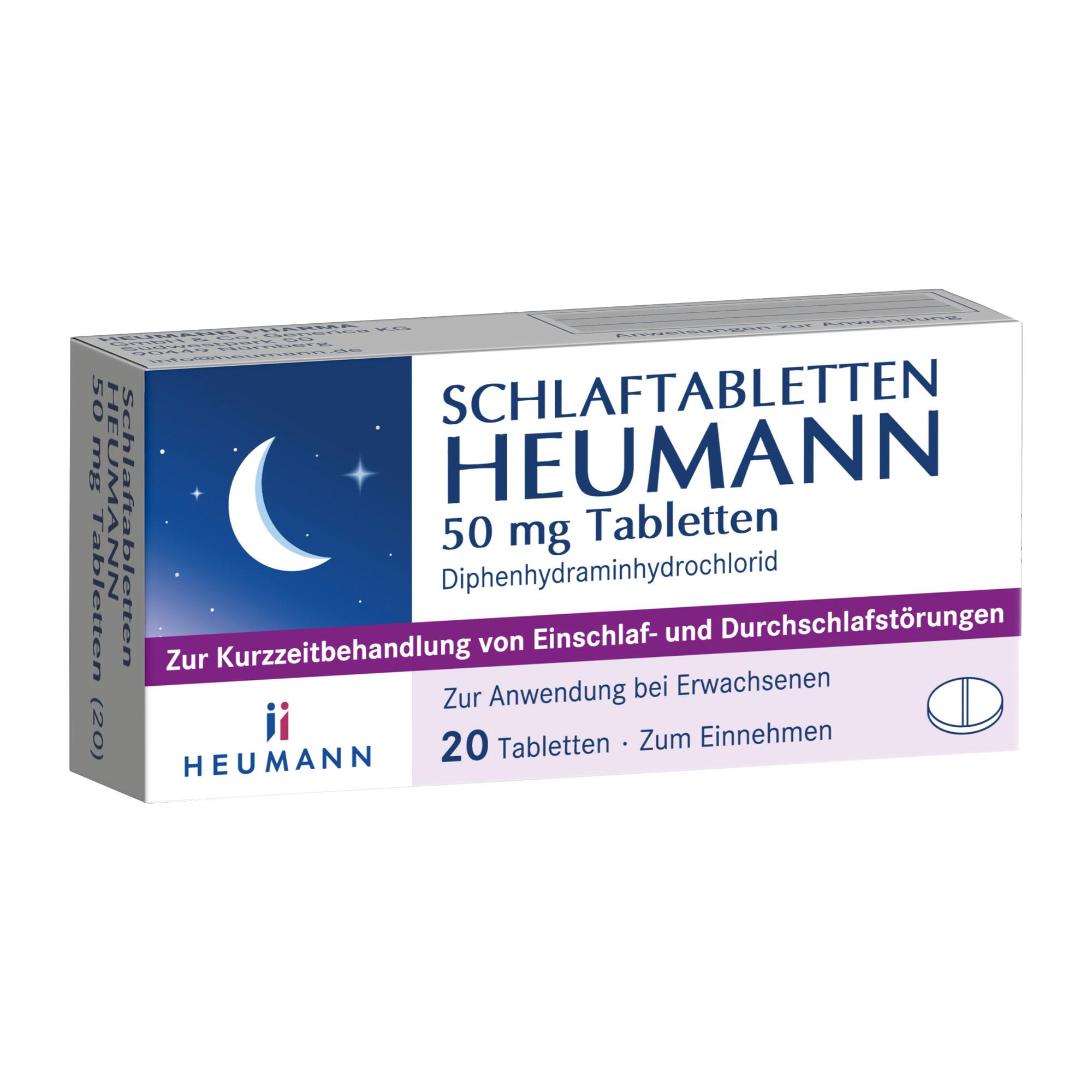 Zur kurzzeitigen Behandlung von Ein- und Durchschlafproblemen. Teilbare Tabletten mit dem bewährten Wirkstoff Diphenhydraminhydrochlorid.