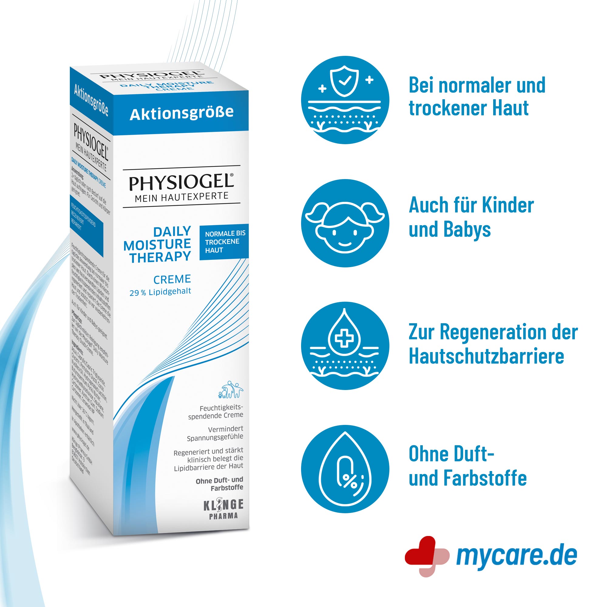 Infografik Physiogel Daily Moisture Therapy Creme Eigenschaften