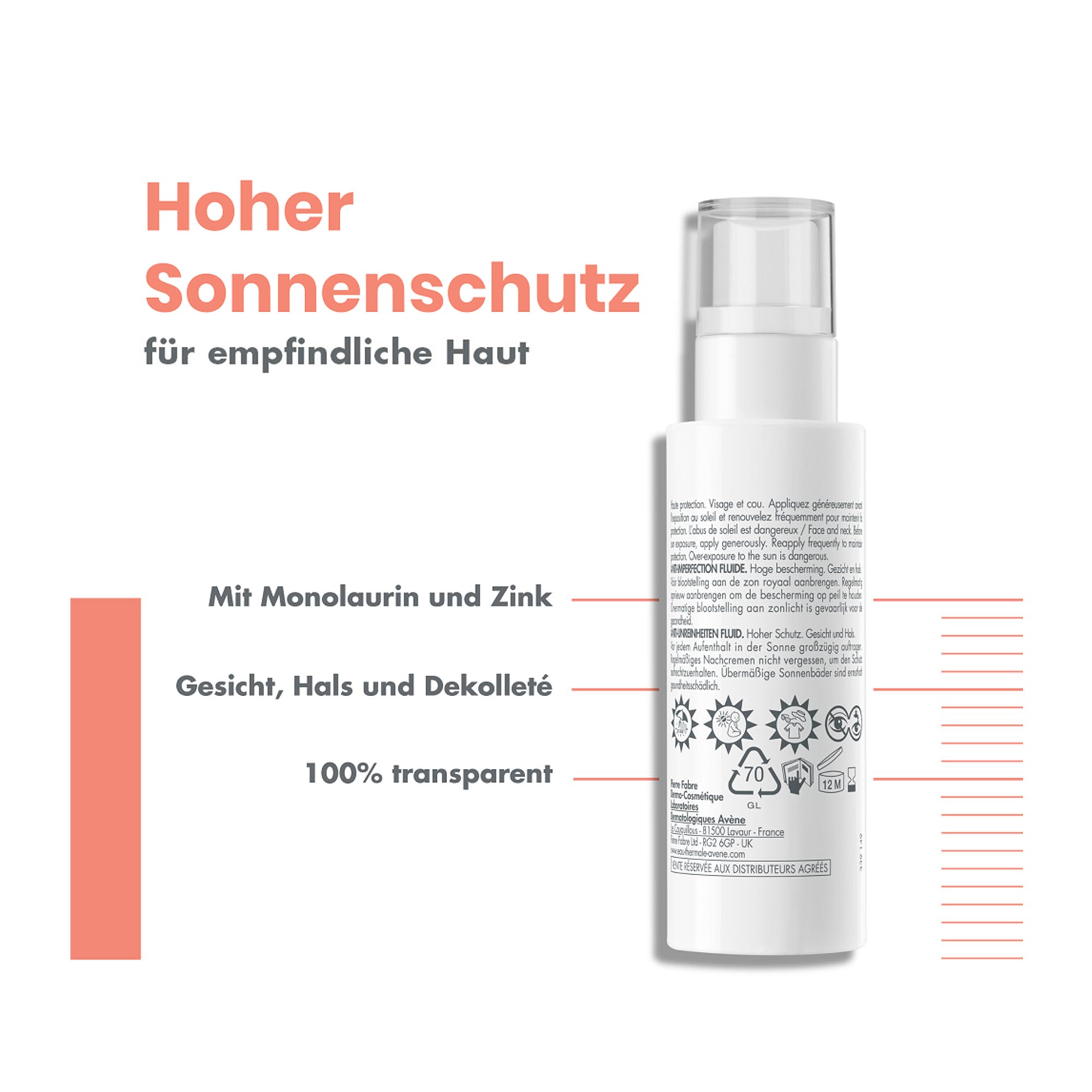 Grafik Avene Anti-Imperfection Fluid LSF 50 hoher Sonnenschutz für empfindliche und unreine Haut