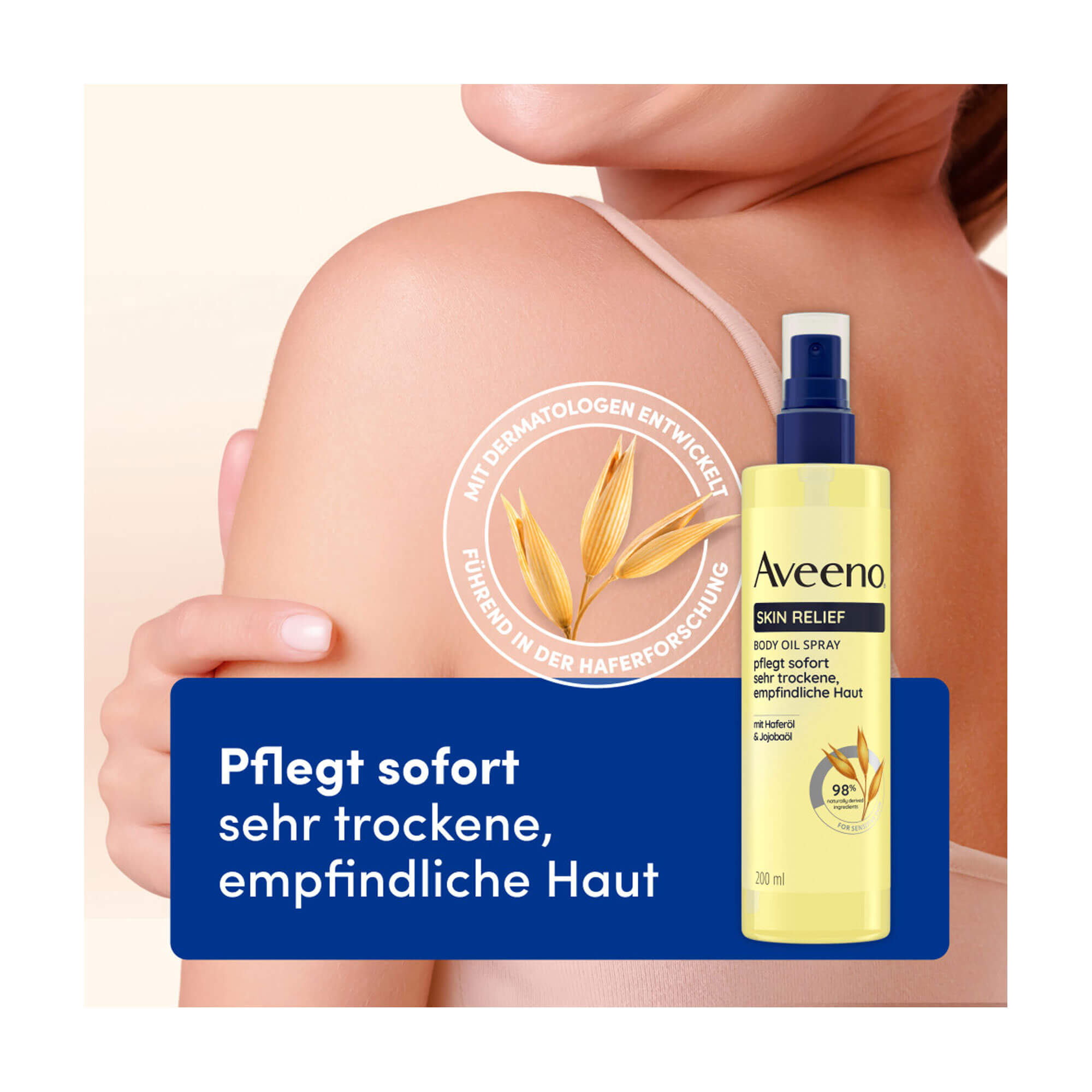 Grafik Aveeno Skin Relief Körperöl-Spray Pflegt sofort sehr trockene, empfindliche Haut